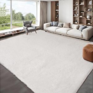 LocalStock 9x12 Fluffy Area Rug- Shag Area Rug for Living Room, Shaggy Large Indoor Thick Living Room Carpet with Non-Slip Backing, Soft Plush Carpet for Bedroom, 9x12, Tie-dye Dark Grey
