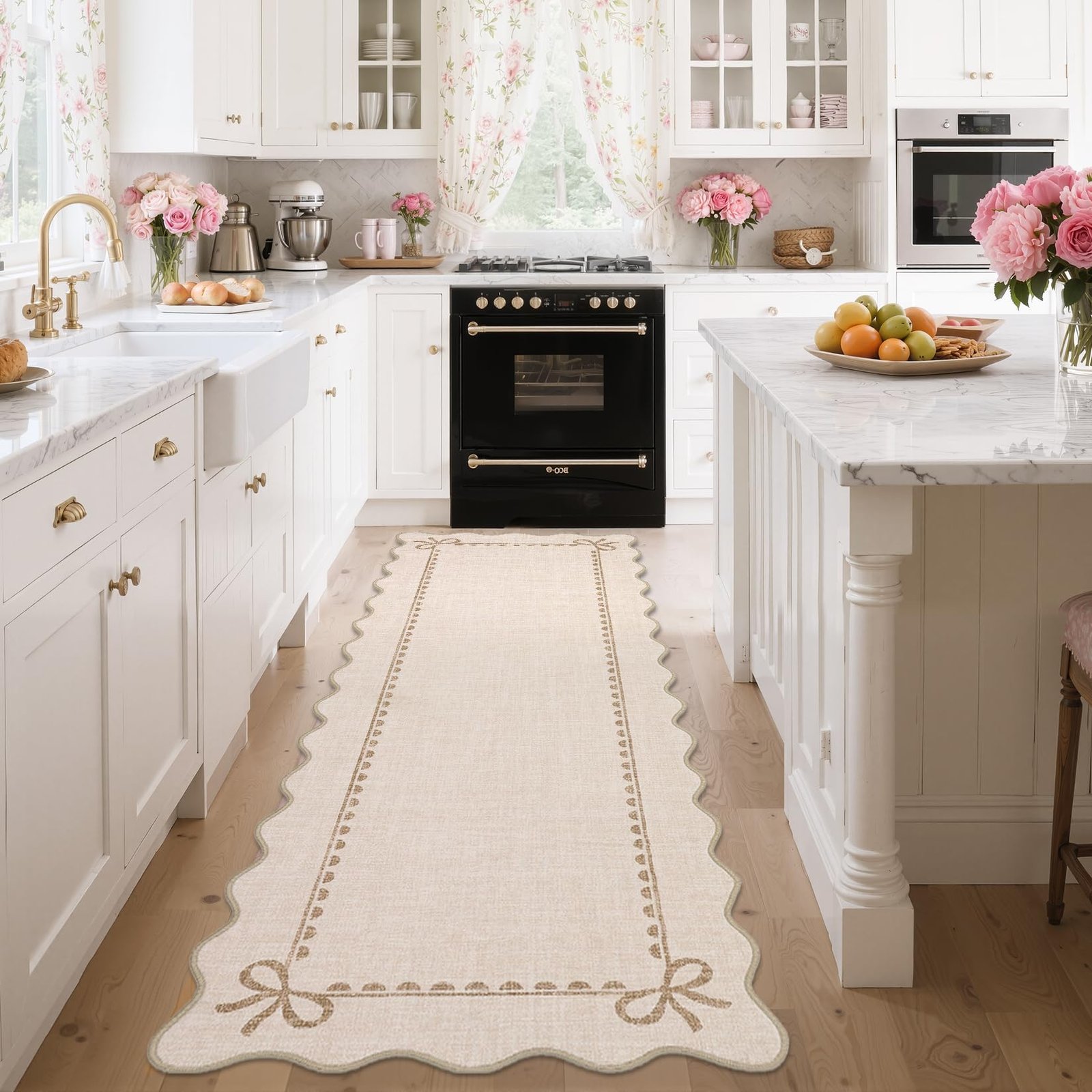 LocalStock Scalloped Bow Rug for Living Room, Solid Pink Rug for Dorm, Washable Rugs 5x7 Soft Low Pile Non Slip Scalloped Rugs for Nursery College Bedroom Decor Kids Room Playroom - Image 61