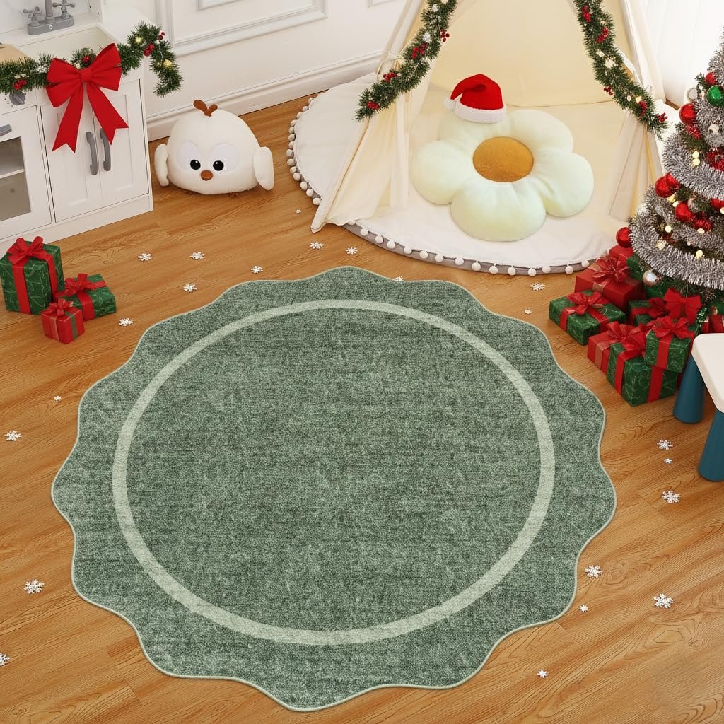 LocalStock Scalloped Washable Kitchen Runner Rug 2x8, Beige Runners for Hallway, Non Slip Boho Soft Bathroom Throw Mat Bordered Carpet Runner for Laundry Entryway Bedroom 2 ft x8 ft Beige - Image 52