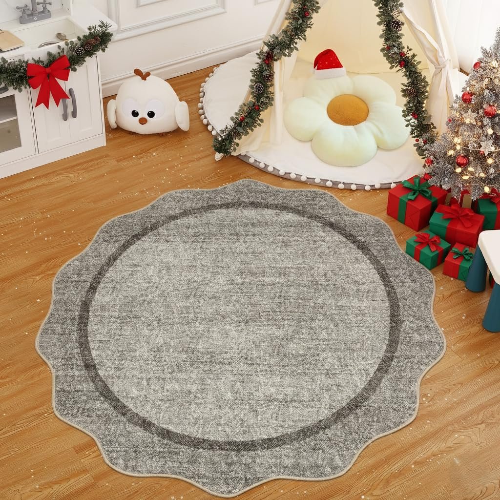 LocalStock Scalloped Washable Kitchen Runner Rug 2x8, Beige Runners for Hallway, Non Slip Boho Soft Bathroom Throw Mat Bordered Carpet Runner for Laundry Entryway Bedroom 2 ft x8 ft Beige - Image 46