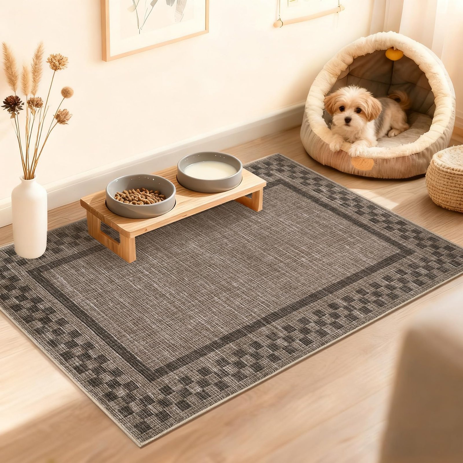 LocalStock Hallway Runner Rug 2x6 Non Slip Scalloped Washable Rug for Kitchen Entry Stain Resistant Modern Border Throw Floor Carpet Long Runner Mat for Bathroom Living Room Bedside, Beige - Image 45