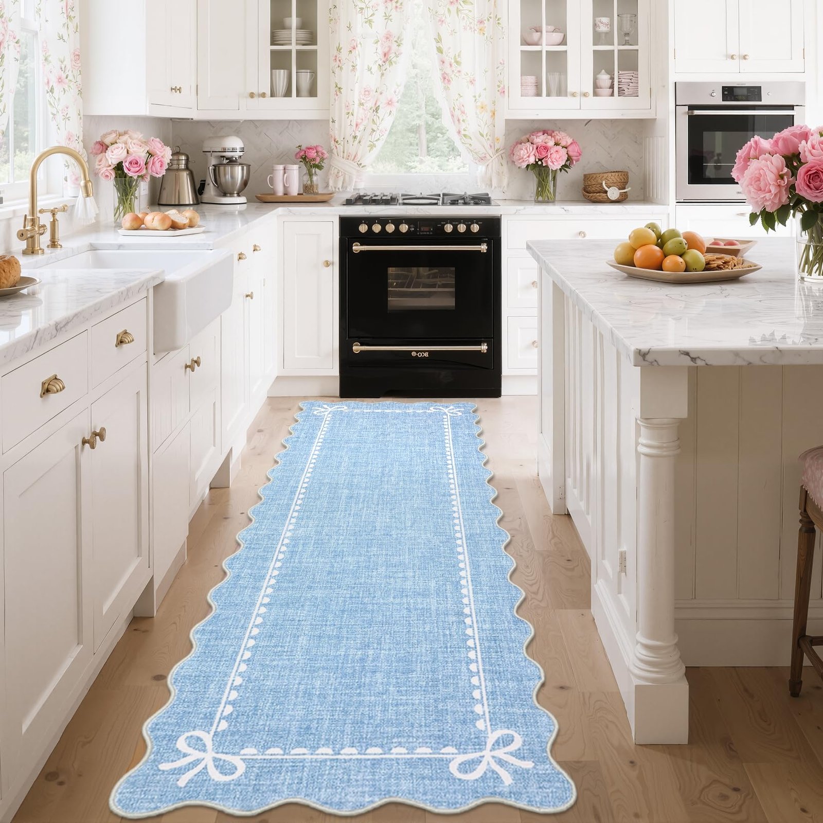 LocalStock Scalloped Bow Rug for Living Room, Solid Pink Rug for Dorm, Washable Rugs 5x7 Soft Low Pile Non Slip Scalloped Rugs for Nursery College Bedroom Decor Kids Room Playroom - Image 27