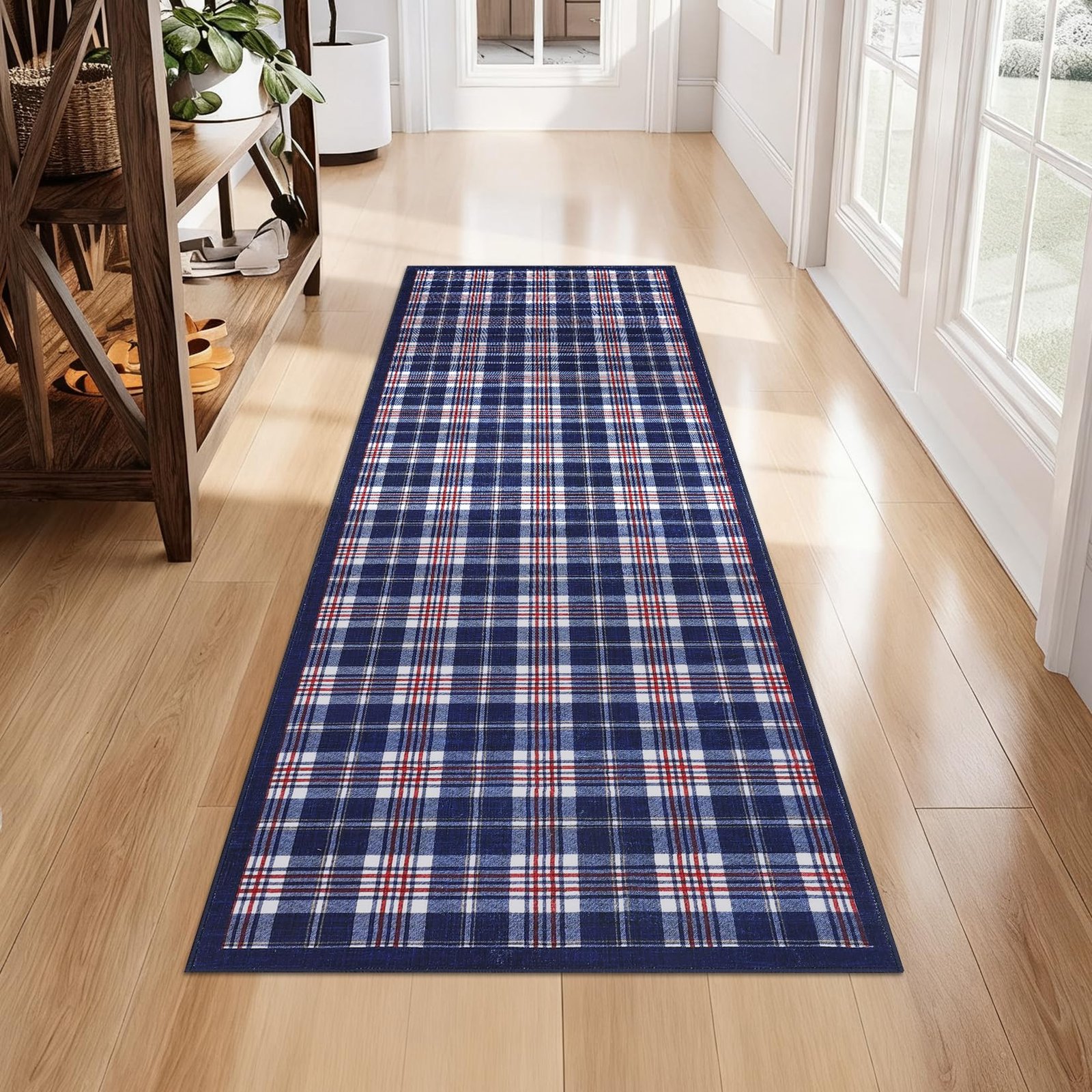 LocalStock Checkered Easy Jute 3x5 Entryway Rug Machine Washable Outdoor Patio Rug Non-Slip Backing Checkerboard Black Indoor Outdoor Carpet for Hallway Bathroom Kitchen Bedroom - Image 31