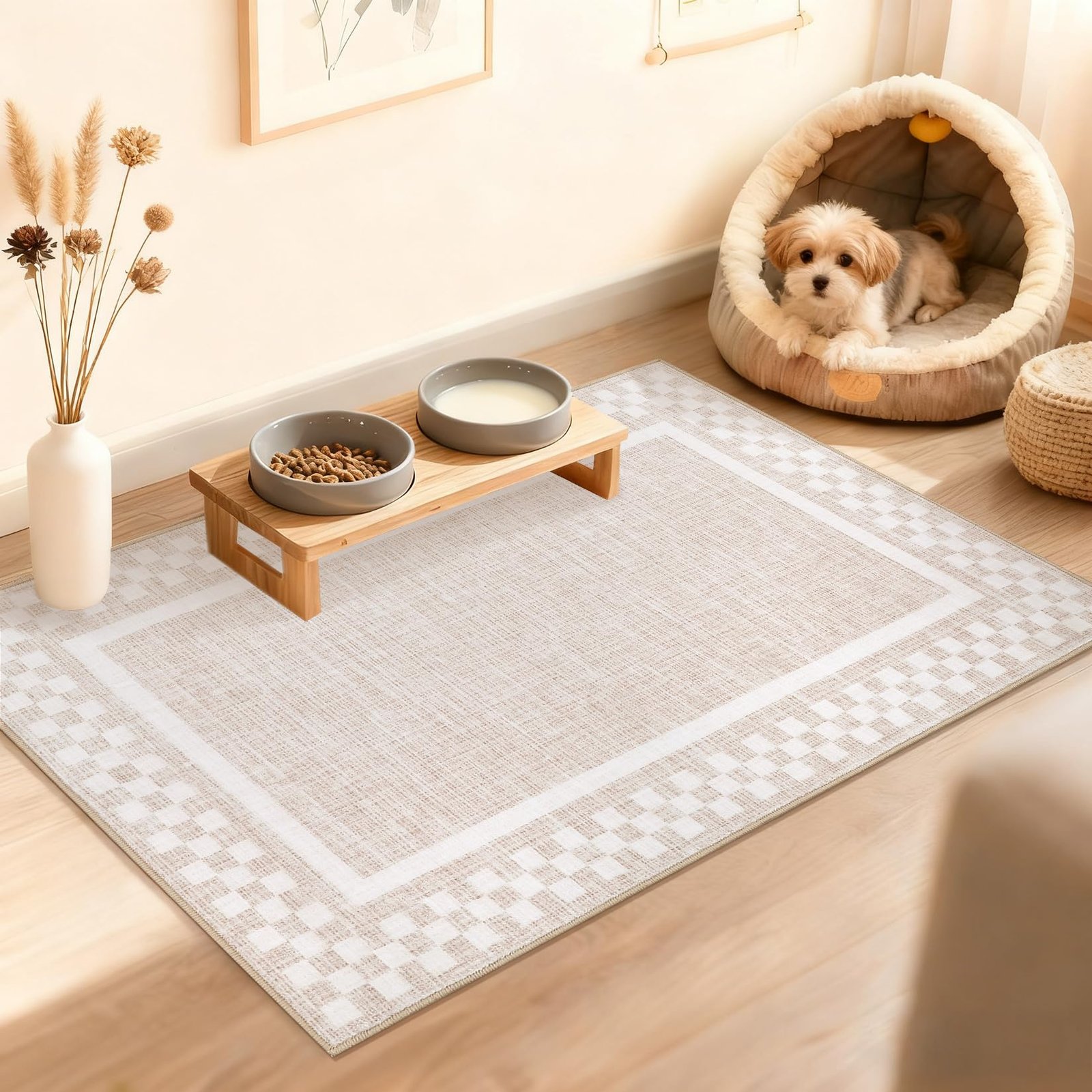 LocalStock Hallway Runner Rug 2x6 Non Slip Scalloped Washable Rug for Kitchen Entry Stain Resistant Modern Border Throw Floor Carpet Long Runner Mat for Bathroom Living Room Bedside, Beige - Image 35