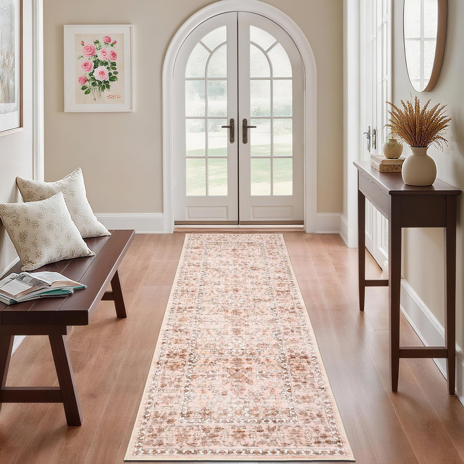 Vintage 5х7 Area Rug, Non Slip Backing Washable Stain Resistant Super Soft Distressed Persian Rug, Ideal for High Traffic Areas in Bedroom, Living Room, Kitchen, Dining Room, Taupe - Image 20