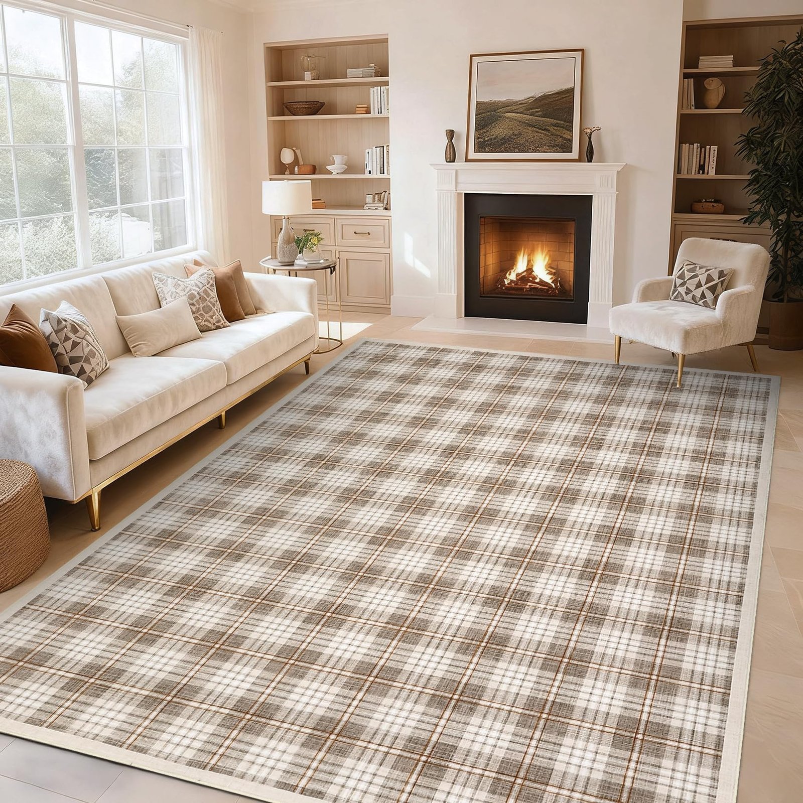 LocalStock Checkered Easy Jute 3x5 Entryway Rug Machine Washable Outdoor Patio Rug Non-Slip Backing Checkerboard Black Indoor Outdoor Carpet for Hallway Bathroom Kitchen Bedroom - Image 19