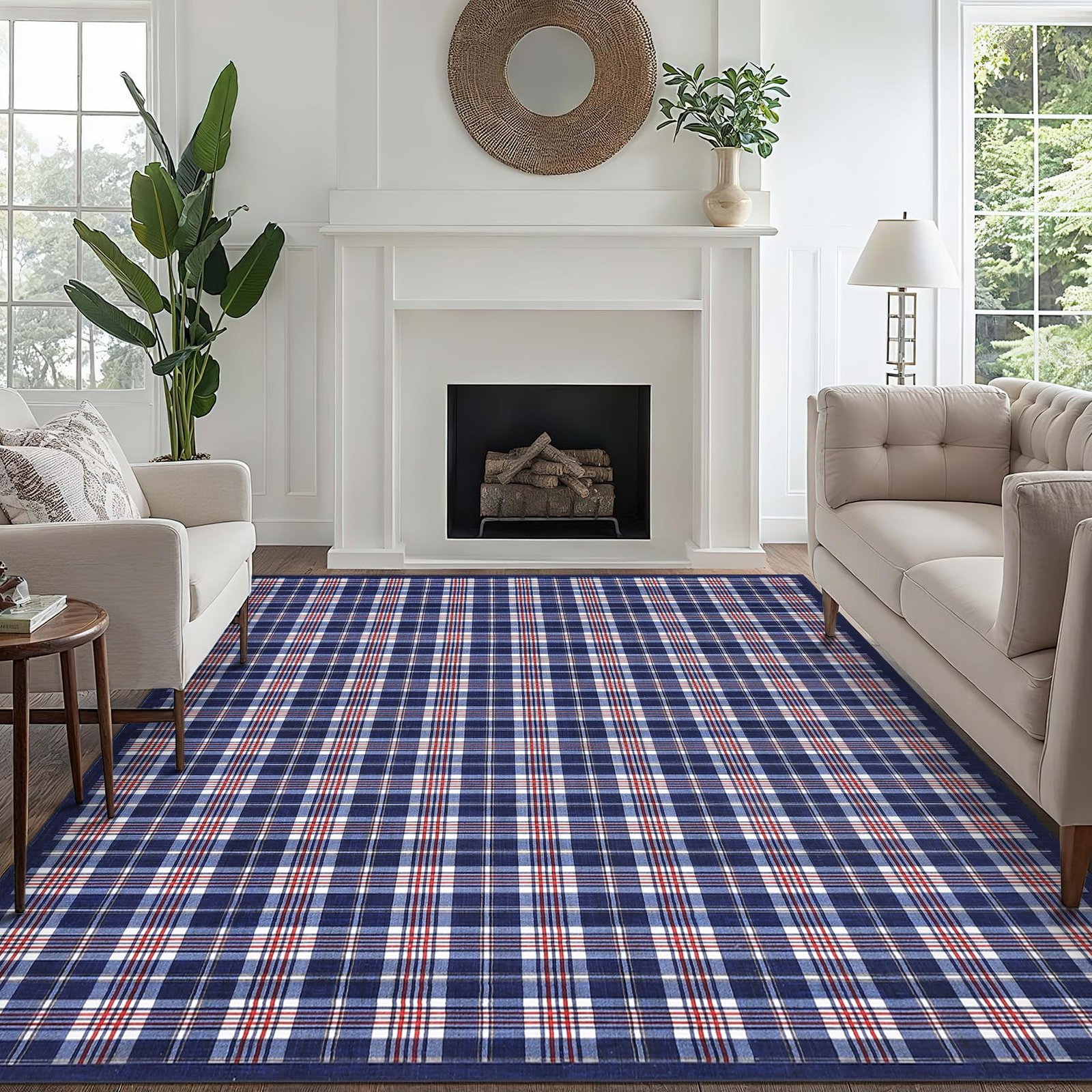 LocalStock Checkered Easy Jute 3x5 Entryway Rug Machine Washable Outdoor Patio Rug Non-Slip Backing Checkerboard Black Indoor Outdoor Carpet for Hallway Bathroom Kitchen Bedroom - Image 13