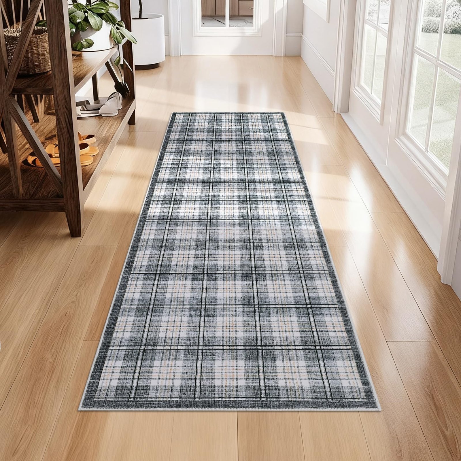 LocalStock Checkered Easy Jute 3x5 Entryway Rug Machine Washable Outdoor Patio Rug Non-Slip Backing Checkerboard Black Indoor Outdoor Carpet for Hallway Bathroom Kitchen Bedroom - Image 10