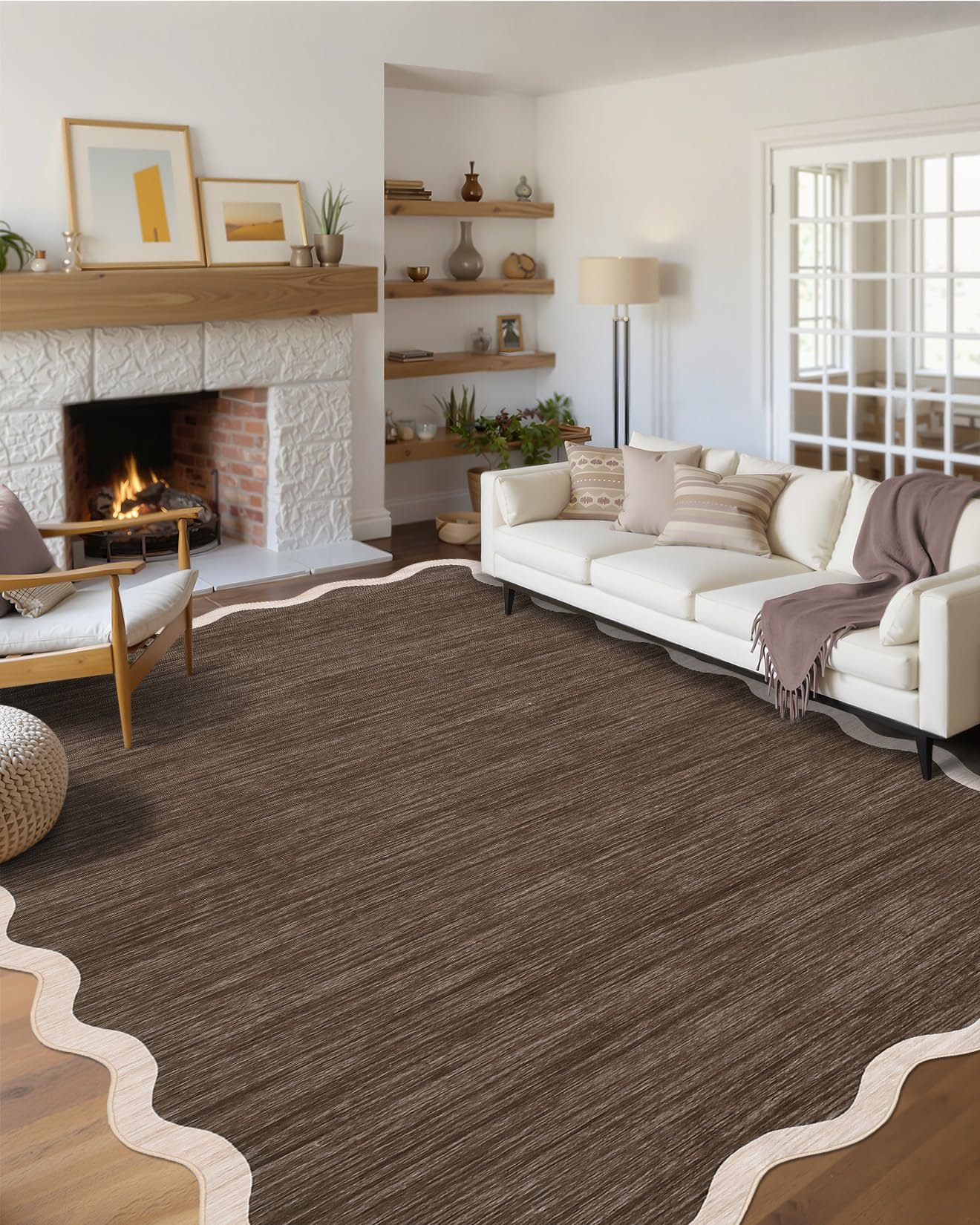 LocalStock Scalloped Washable Kitchen Runner Rug 2x8, Beige Runners for Hallway, Non Slip Boho Soft Bathroom Throw Mat Bordered Carpet Runner for Laundry Entryway Bedroom 2 ft x8 ft Beige - Image 20