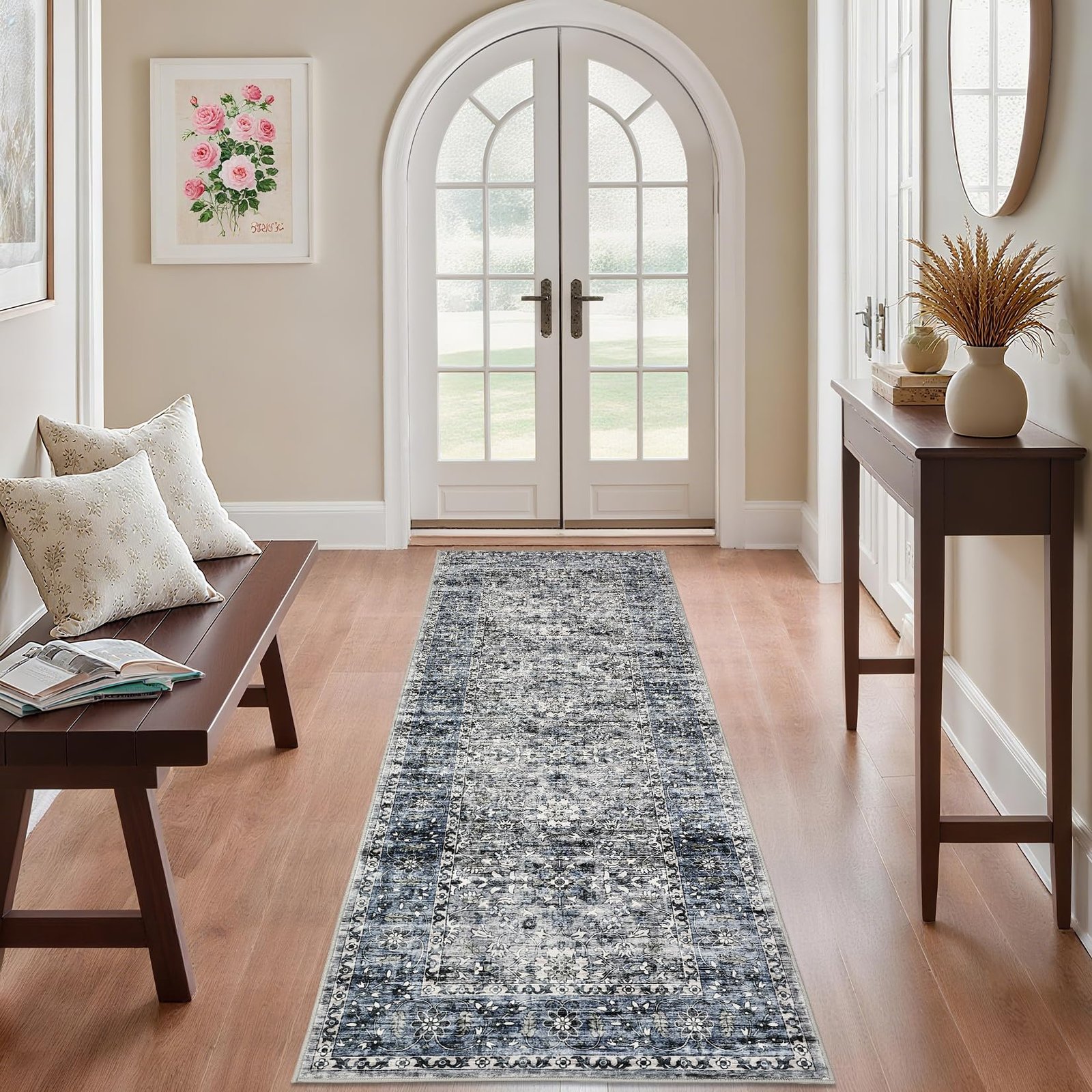 Vintage 5х7 Area Rug, Non Slip Backing Washable Stain Resistant Super Soft Distressed Persian Rug, Ideal for High Traffic Areas in Bedroom, Living Room, Kitchen, Dining Room, Taupe - Image 14