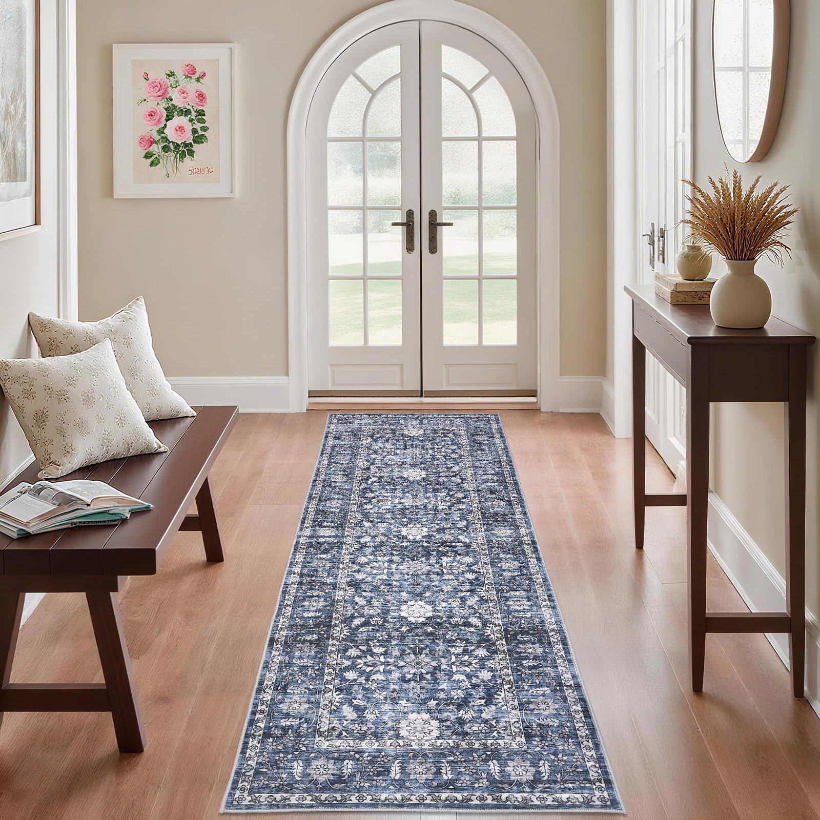 Vintage 5х7 Area Rug, Non Slip Backing Washable Stain Resistant Super Soft Distressed Persian Rug, Ideal for High Traffic Areas in Bedroom, Living Room, Kitchen, Dining Room, Taupe - Image 19