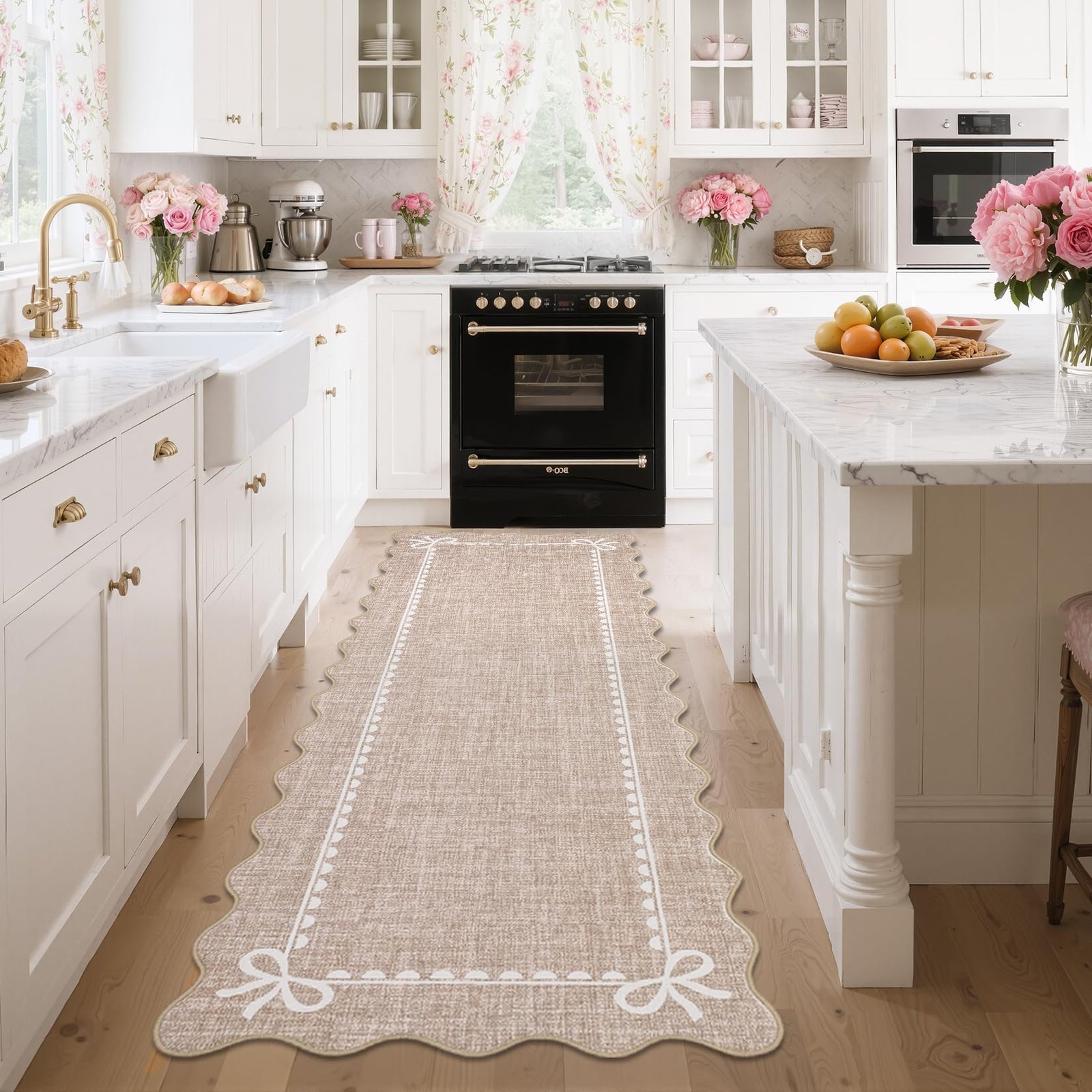 LocalStock Scalloped Bow Rug for Living Room, Solid Pink Rug for Dorm, Washable Rugs 5x7 Soft Low Pile Non Slip Scalloped Rugs for Nursery College Bedroom Decor Kids Room Playroom - Image 16