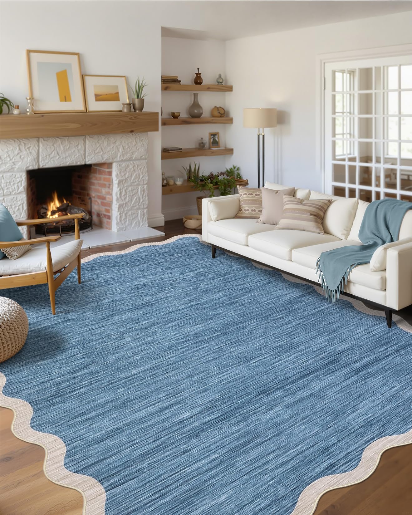 LocalStock Scalloped Washable Kitchen Runner Rug 2x8, Beige Runners for Hallway, Non Slip Boho Soft Bathroom Throw Mat Bordered Carpet Runner for Laundry Entryway Bedroom 2 ft x8 ft Beige - Image 16