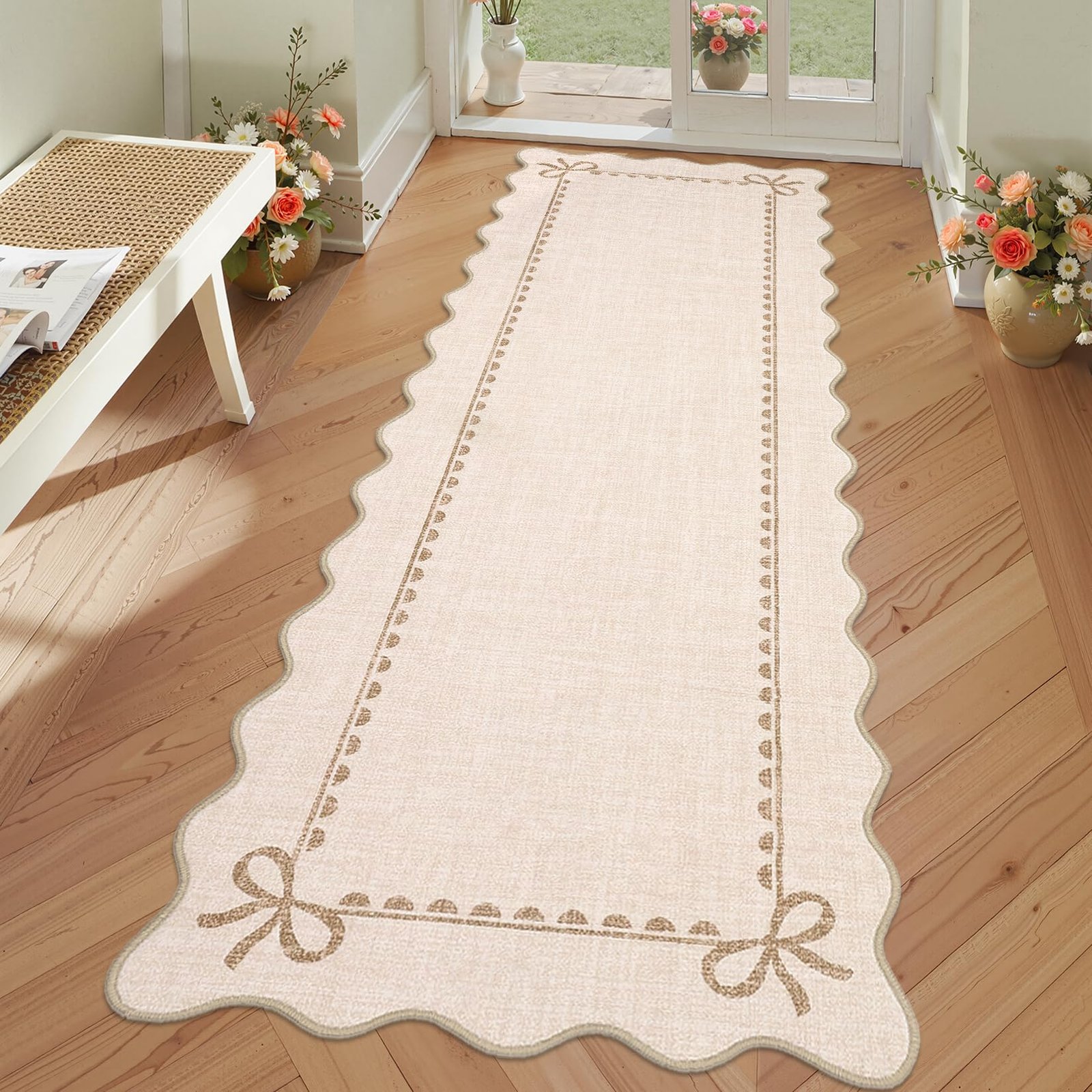 LocalStock Scalloped Bow Rug for Living Room, Solid Pink Rug for Dorm, Washable Rugs 5x7 Soft Low Pile Non Slip Scalloped Rugs for Nursery College Bedroom Decor Kids Room Playroom - Image 78