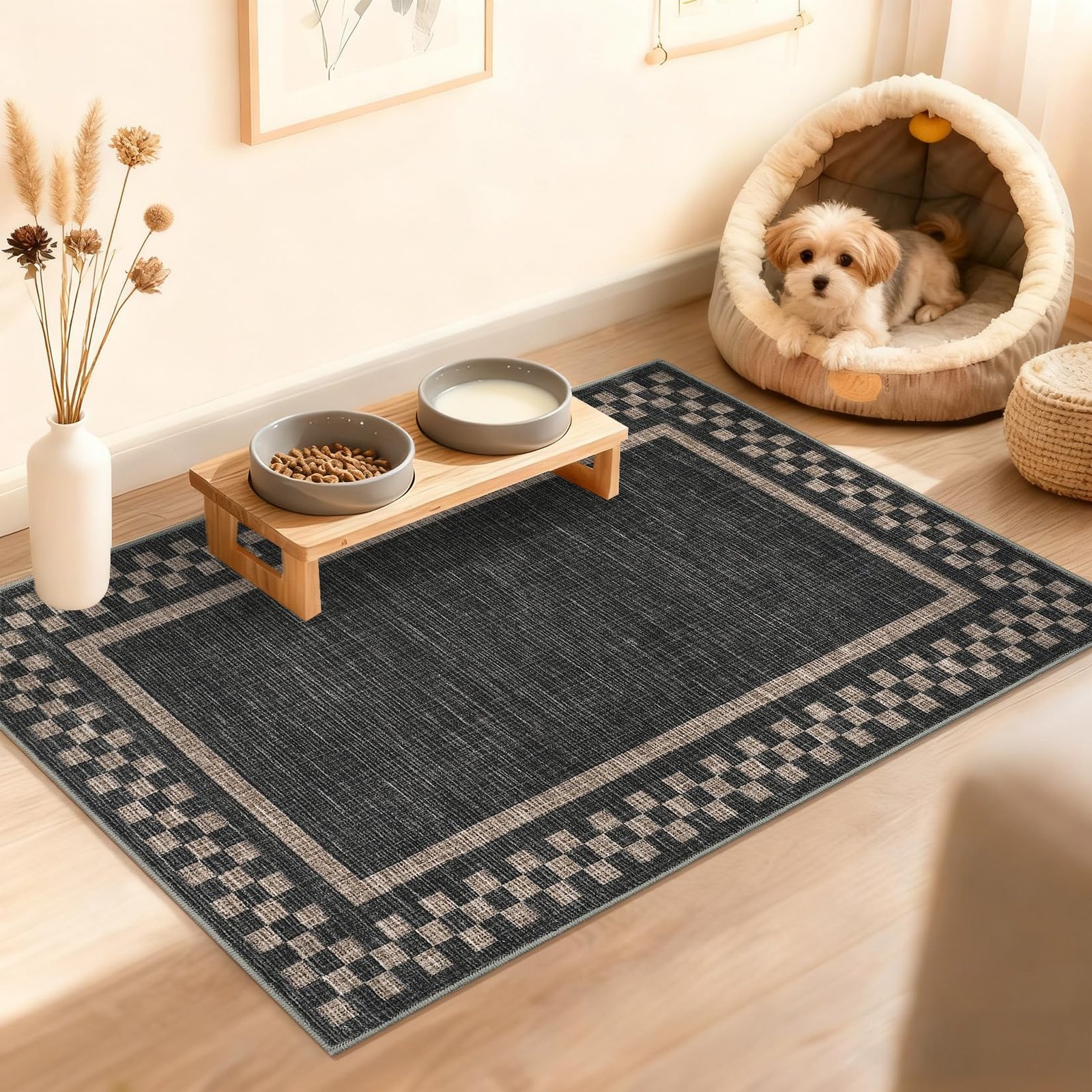 LocalStock Hallway Runner Rug 2x6 Non Slip Scalloped Washable Rug for Kitchen Entry Stain Resistant Modern Border Throw Floor Carpet Long Runner Mat for Bathroom Living Room Bedside, Beige - Image 66