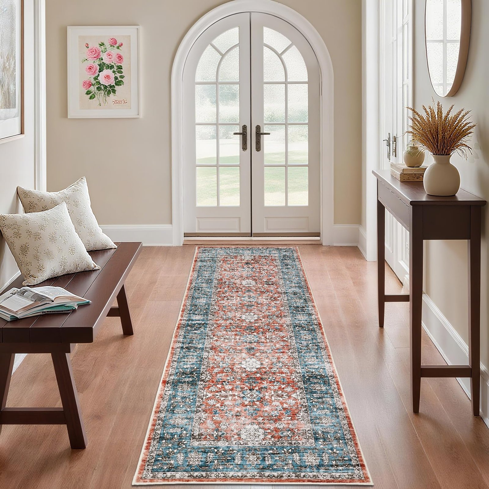 Vintage 5х7 Area Rug, Non Slip Backing Washable Stain Resistant Super Soft Distressed Persian Rug, Ideal for High Traffic Areas in Bedroom, Living Room, Kitchen, Dining Room, Taupe - Image 12