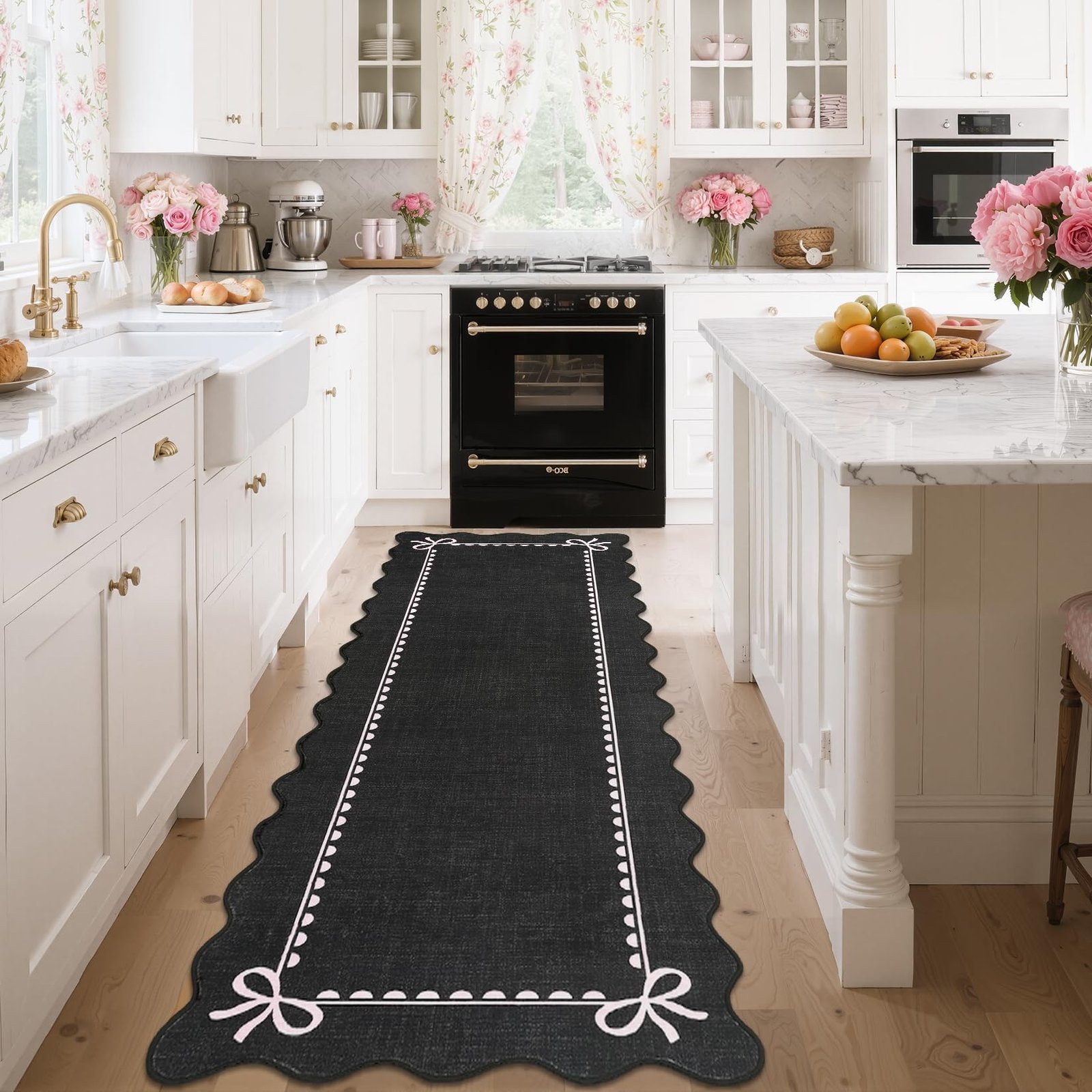 LocalStock Scalloped Bow Rug for Living Room, Solid Pink Rug for Dorm, Washable Rugs 5x7 Soft Low Pile Non Slip Scalloped Rugs for Nursery College Bedroom Decor Kids Room Playroom - Image 84