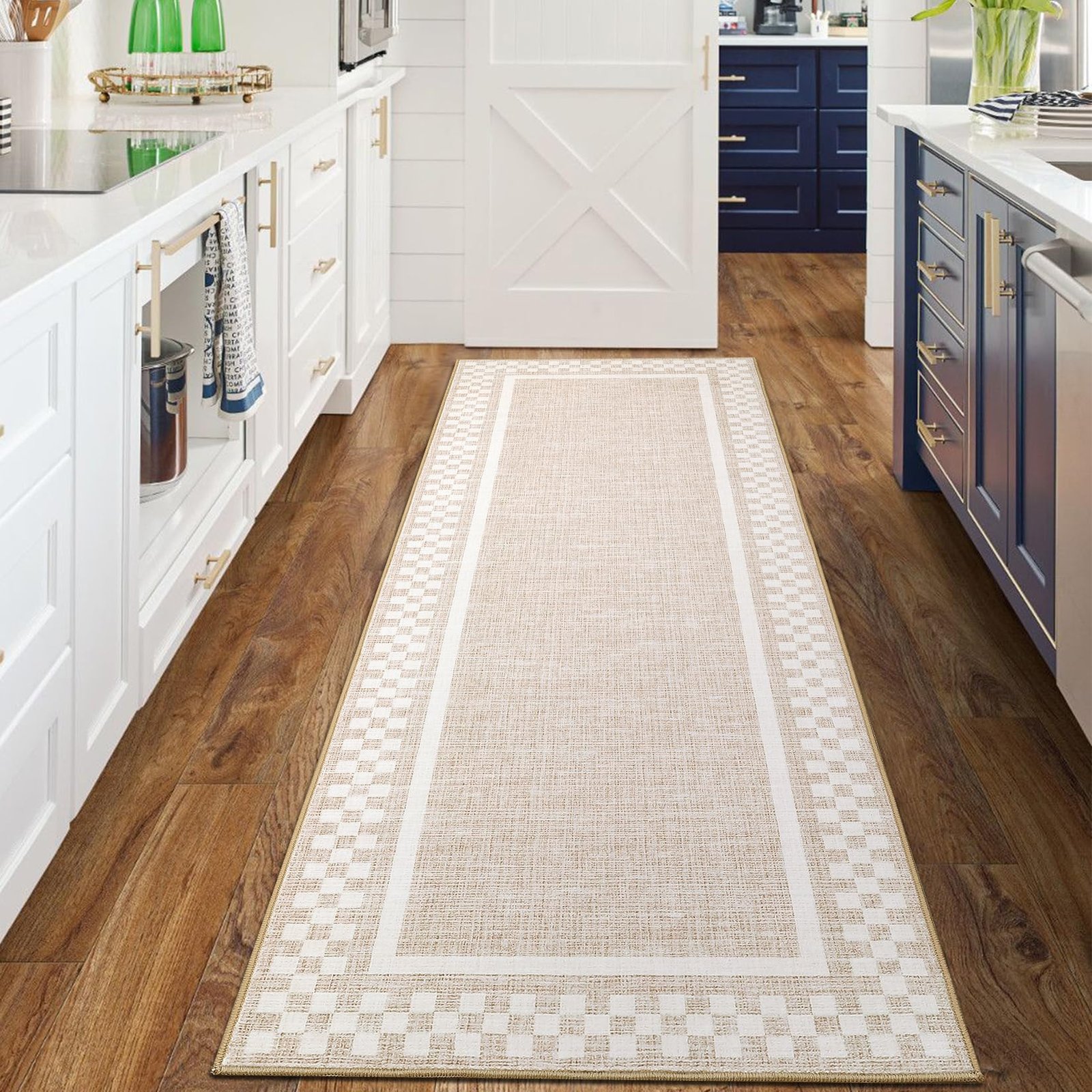 LocalStock Hallway Runner Rug 2x6 Non Slip Scalloped Washable Rug for Kitchen Entry Stain Resistant Modern Border Throw Floor Carpet Long Runner Mat for Bathroom Living Room Bedside, Beige - Image 38