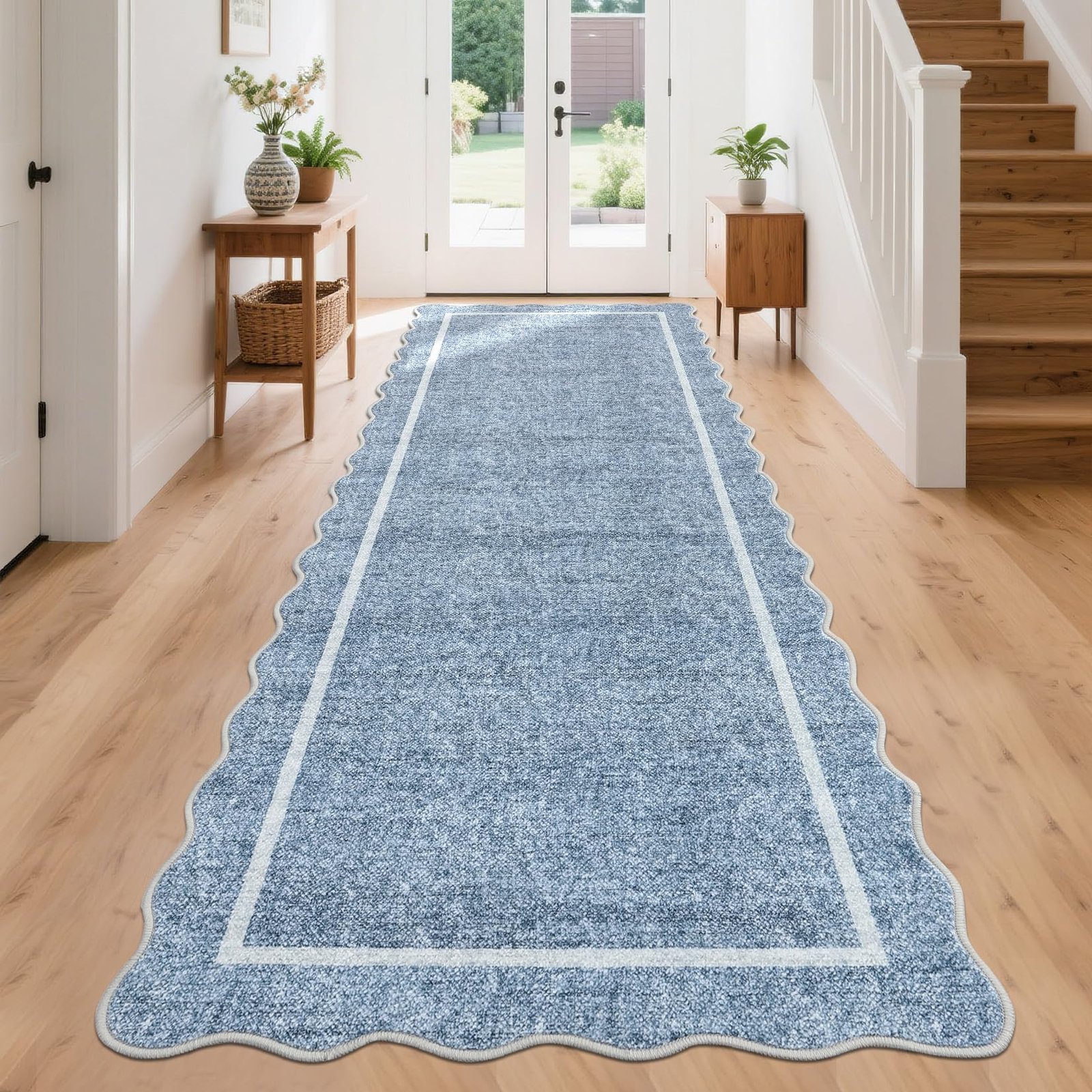 LocalStock Scalloped Washable Kitchen Runner Rug 2x8, Beige Runners for Hallway, Non Slip Boho Soft Bathroom Throw Mat Bordered Carpet Runner for Laundry Entryway Bedroom 2 ft x8 ft Beige - Image 40