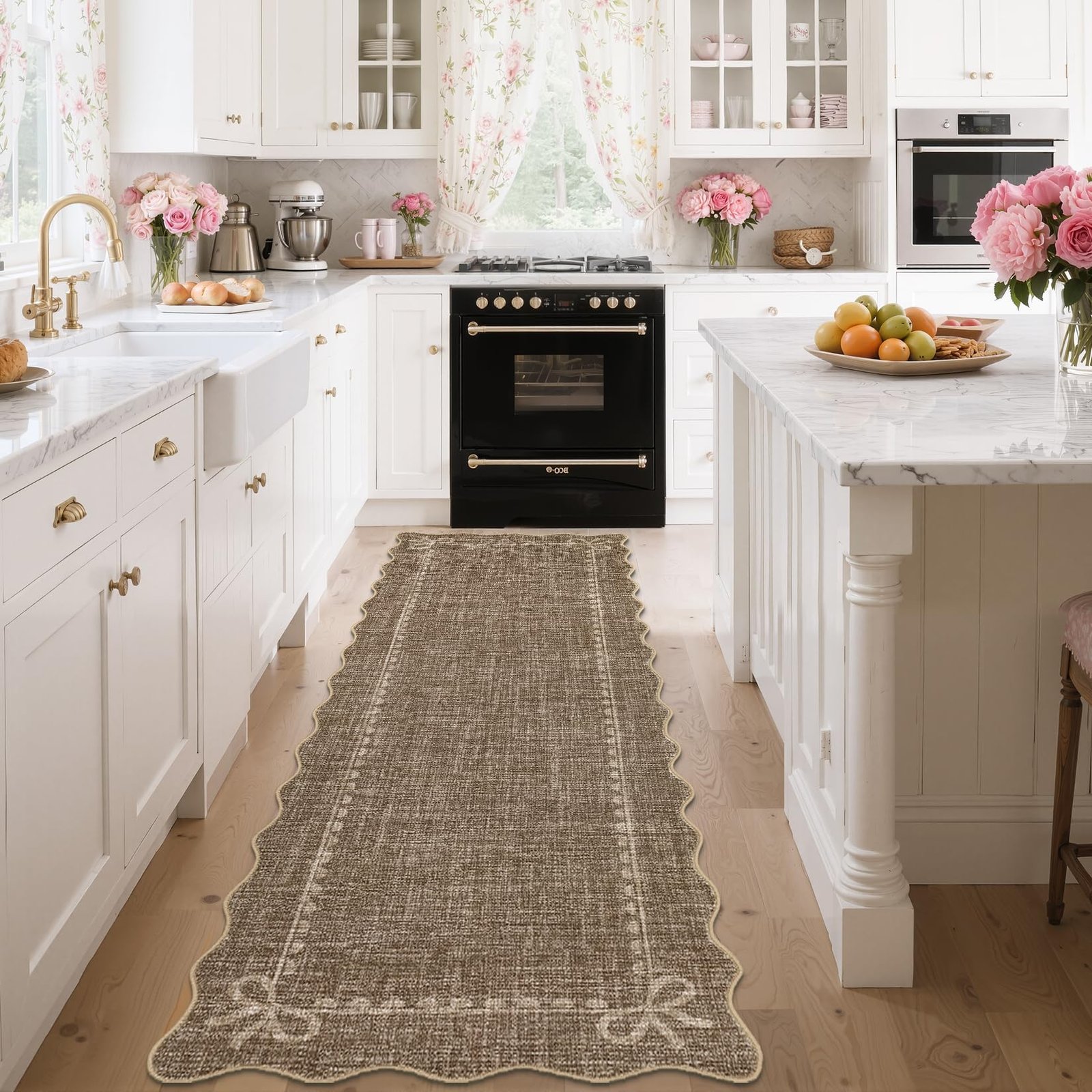 LocalStock Scalloped Bow Rug for Living Room, Solid Pink Rug for Dorm, Washable Rugs 5x7 Soft Low Pile Non Slip Scalloped Rugs for Nursery College Bedroom Decor Kids Room Playroom - Image 29