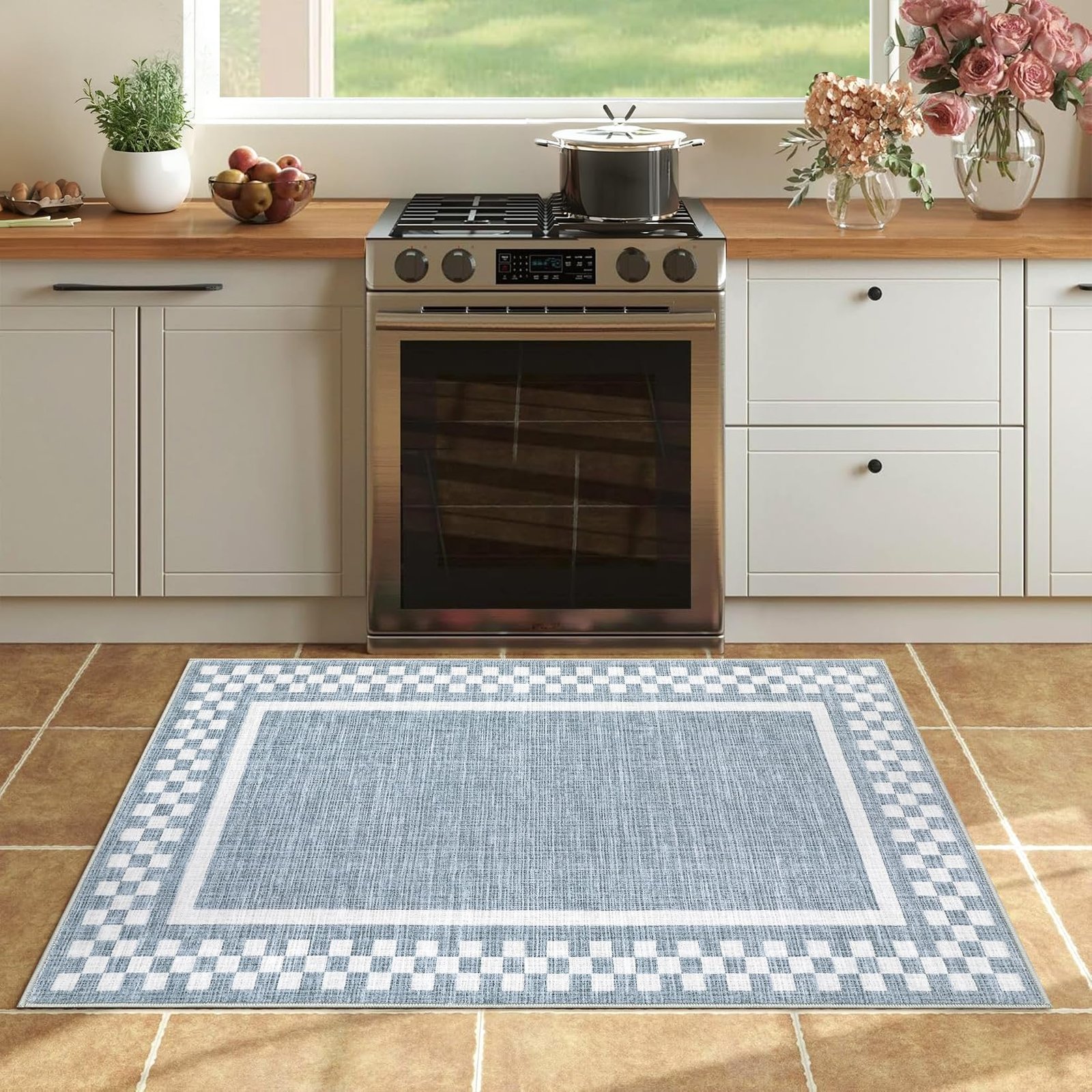 LocalStock Hallway Runner Rug 2x6 Non Slip Scalloped Washable Rug for Kitchen Entry Stain Resistant Modern Border Throw Floor Carpet Long Runner Mat for Bathroom Living Room Bedside, Beige - Image 47