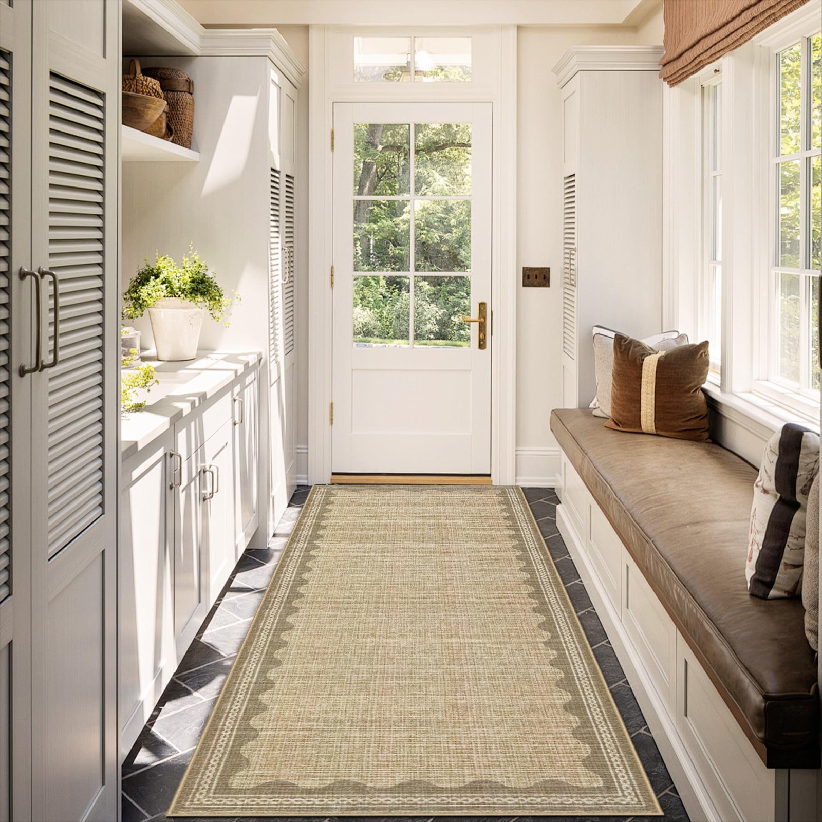 LocalStock 2x6 Runner Rug for Hallway Washable Kitchen Rugs Non Slip Solid Blue Modern Minimalism Soft Low-Pile Scalloped Indoor Carpet for Entryway Laundry Room Floor Mats - Image 17