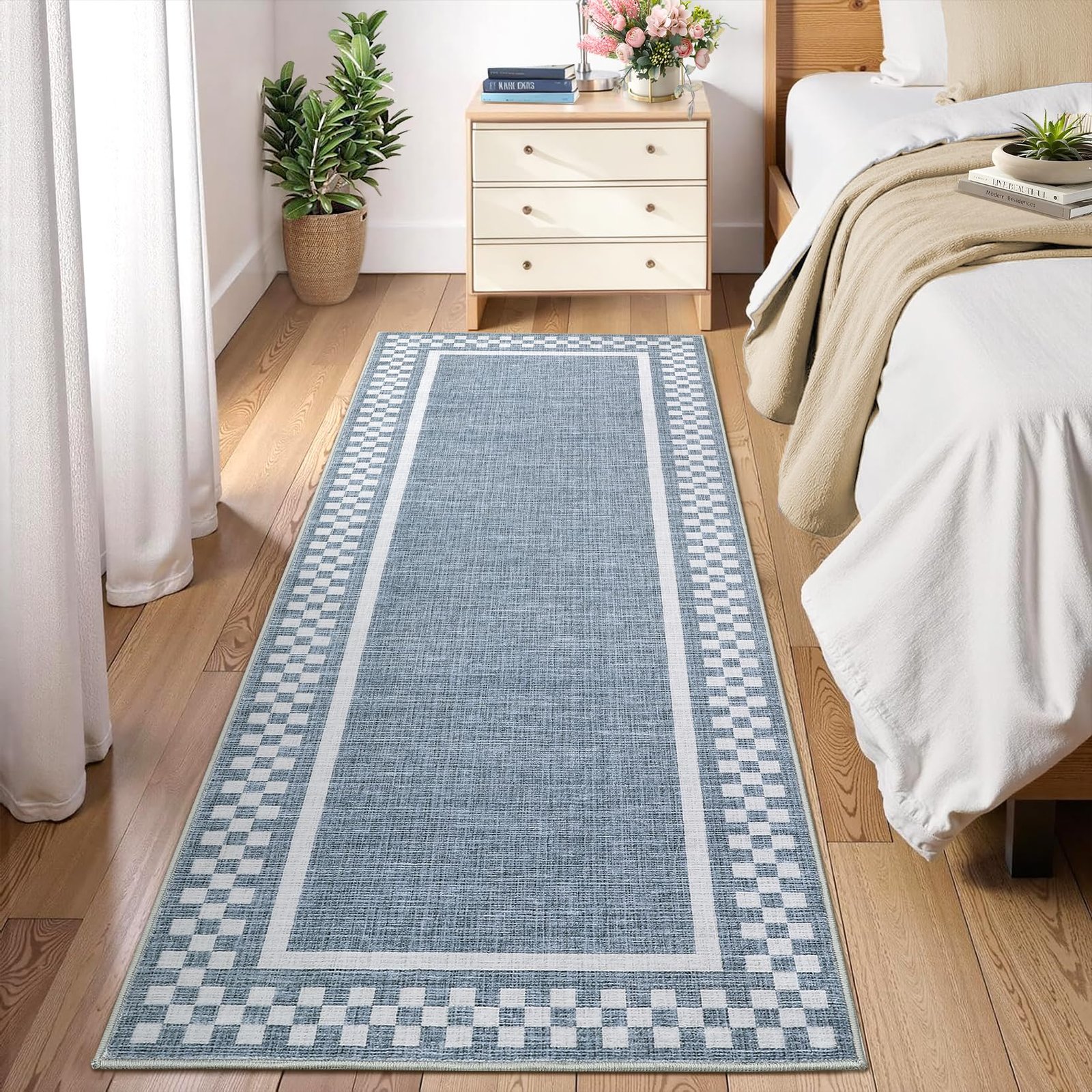 LocalStock Hallway Runner Rug 2x6 Non Slip Scalloped Washable Rug for Kitchen Entry Stain Resistant Modern Border Throw Floor Carpet Long Runner Mat for Bathroom Living Room Bedside, Beige - Image 39