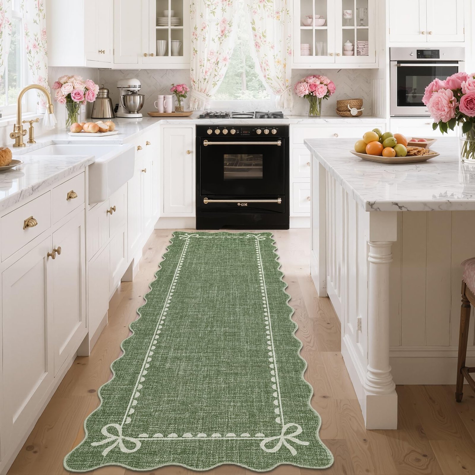 LocalStock Scalloped Bow Rug for Living Room, Solid Pink Rug for Dorm, Washable Rugs 5x7 Soft Low Pile Non Slip Scalloped Rugs for Nursery College Bedroom Decor Kids Room Playroom - Image 19