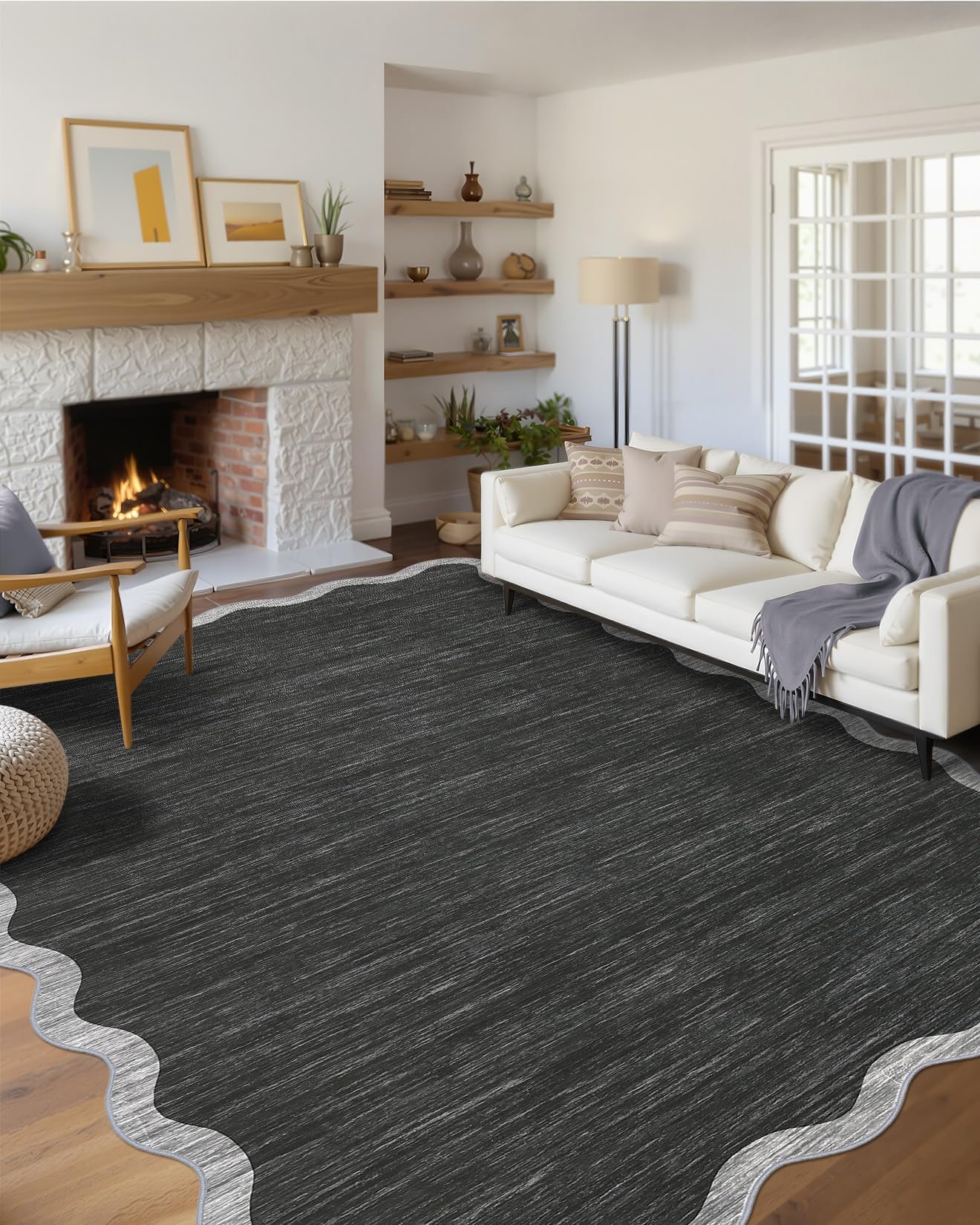 LocalStock Scalloped Washable Kitchen Runner Rug 2x8, Beige Runners for Hallway, Non Slip Boho Soft Bathroom Throw Mat Bordered Carpet Runner for Laundry Entryway Bedroom 2 ft x8 ft Beige - Image 31