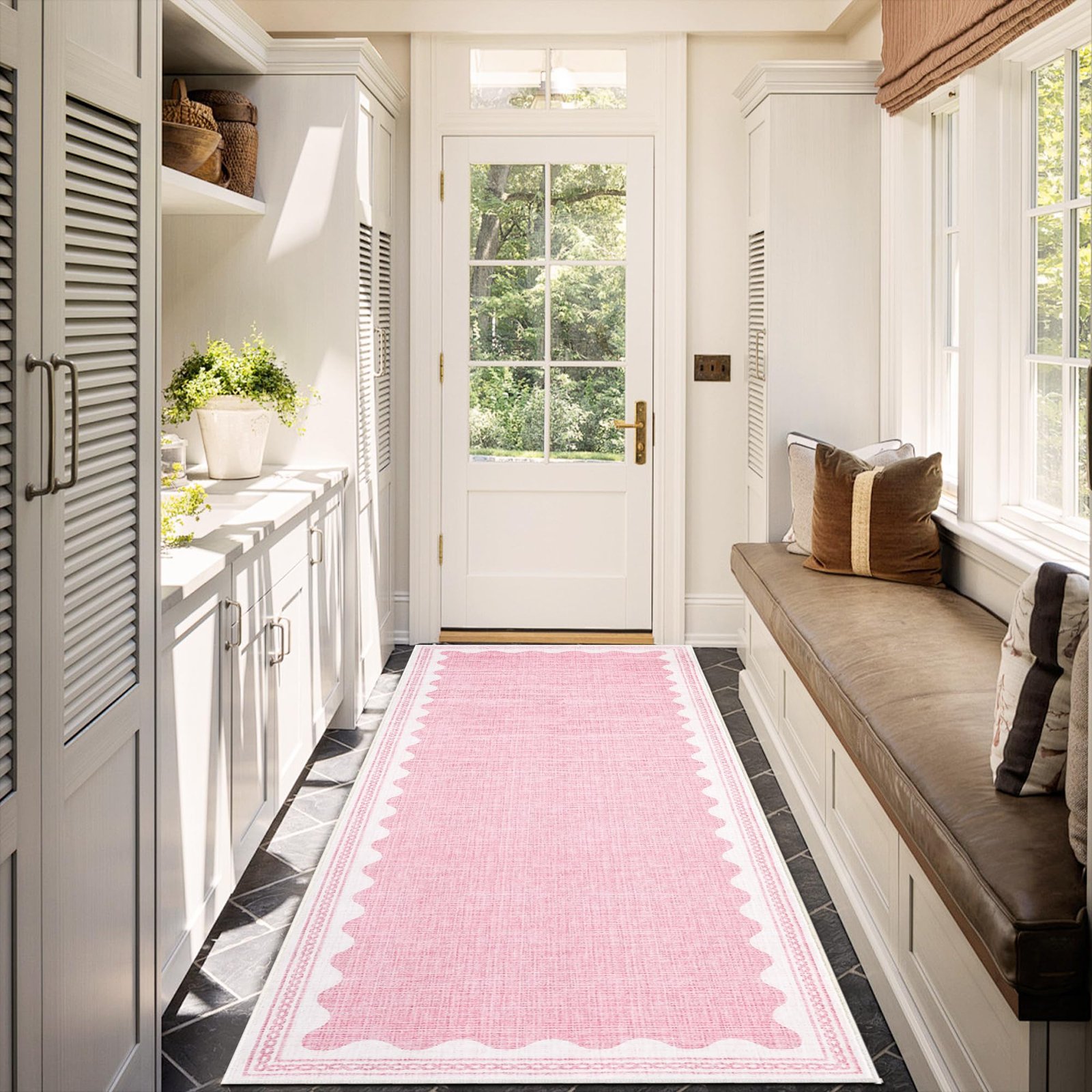 LocalStock 2x6 Runner Rug for Hallway Washable Kitchen Rugs Non Slip Solid Blue Modern Minimalism Soft Low-Pile Scalloped Indoor Carpet for Entryway Laundry Room Floor Mats - Image 35