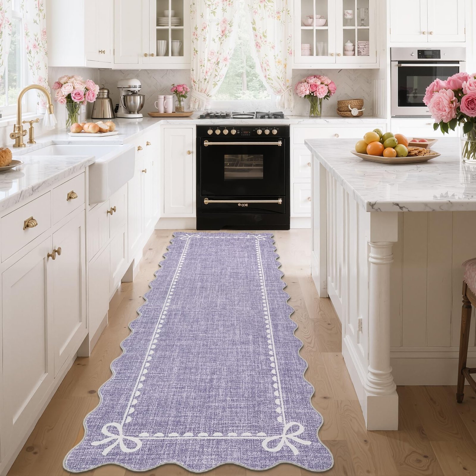 LocalStock Scalloped Bow Rug for Living Room, Solid Pink Rug for Dorm, Washable Rugs 5x7 Soft Low Pile Non Slip Scalloped Rugs for Nursery College Bedroom Decor Kids Room Playroom - Image 14