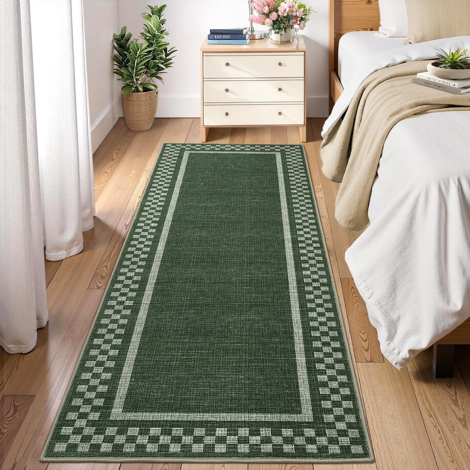 LocalStock Hallway Runner Rug 2x6 Non Slip Scalloped Washable Rug for Kitchen Entry Stain Resistant Modern Border Throw Floor Carpet Long Runner Mat for Bathroom Living Room Bedside, Beige - Image 13