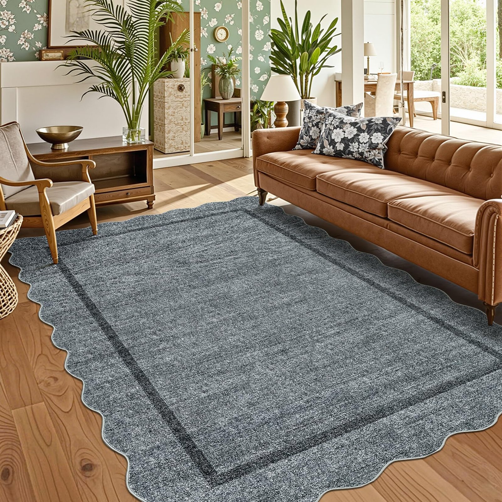 LocalStock Scalloped Washable Kitchen Runner Rug 2x8, Beige Runners for Hallway, Non Slip Boho Soft Bathroom Throw Mat Bordered Carpet Runner for Laundry Entryway Bedroom 2 ft x8 ft Beige - Image 9