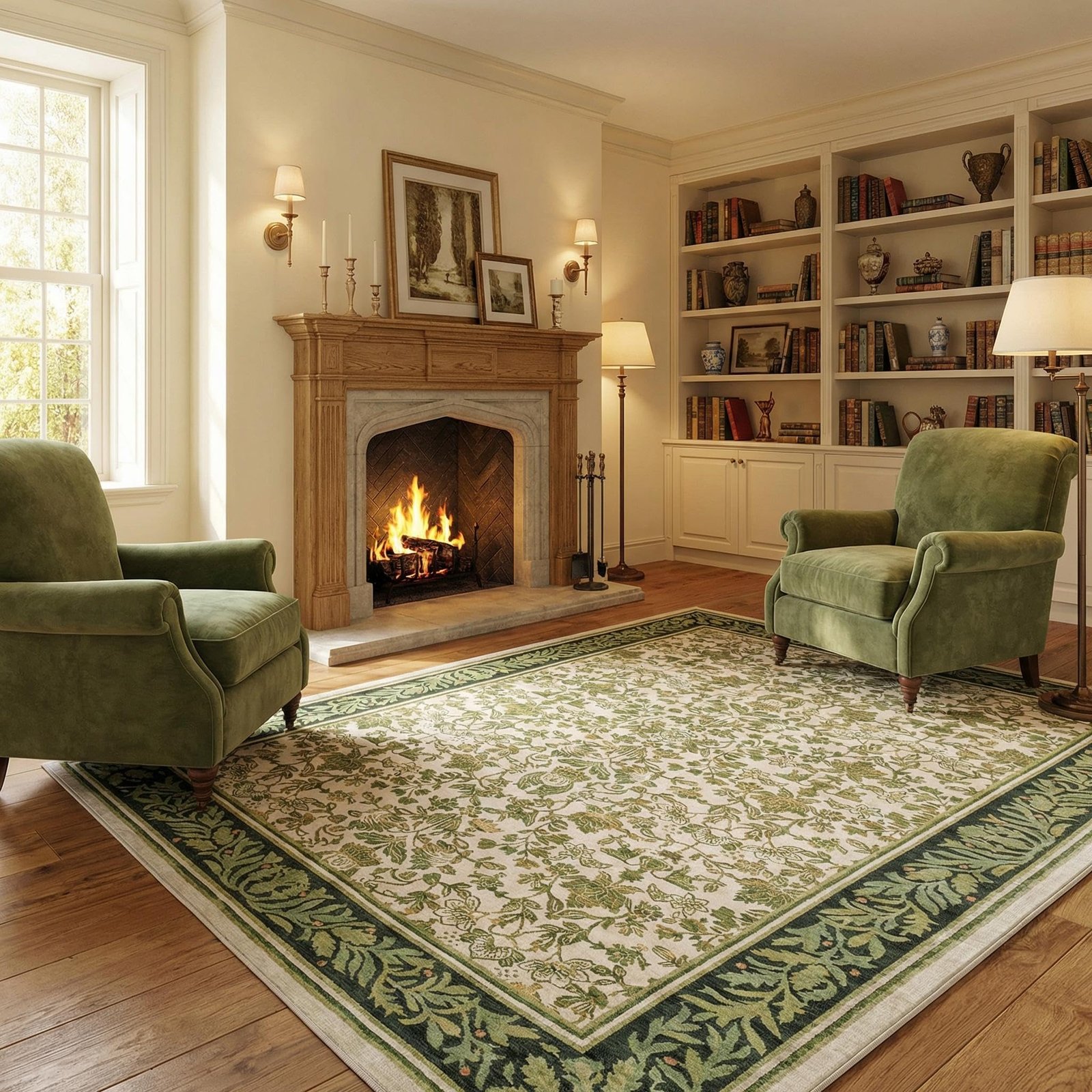 LocalStock 5x7 Washable Area Rugs for Living Room, Boho Vintage Rug Non Slip Low Pile Stain Resistance Indoor Soft Large Throw Carpet for Bedroom Dining Room Office Green Black - Image 20