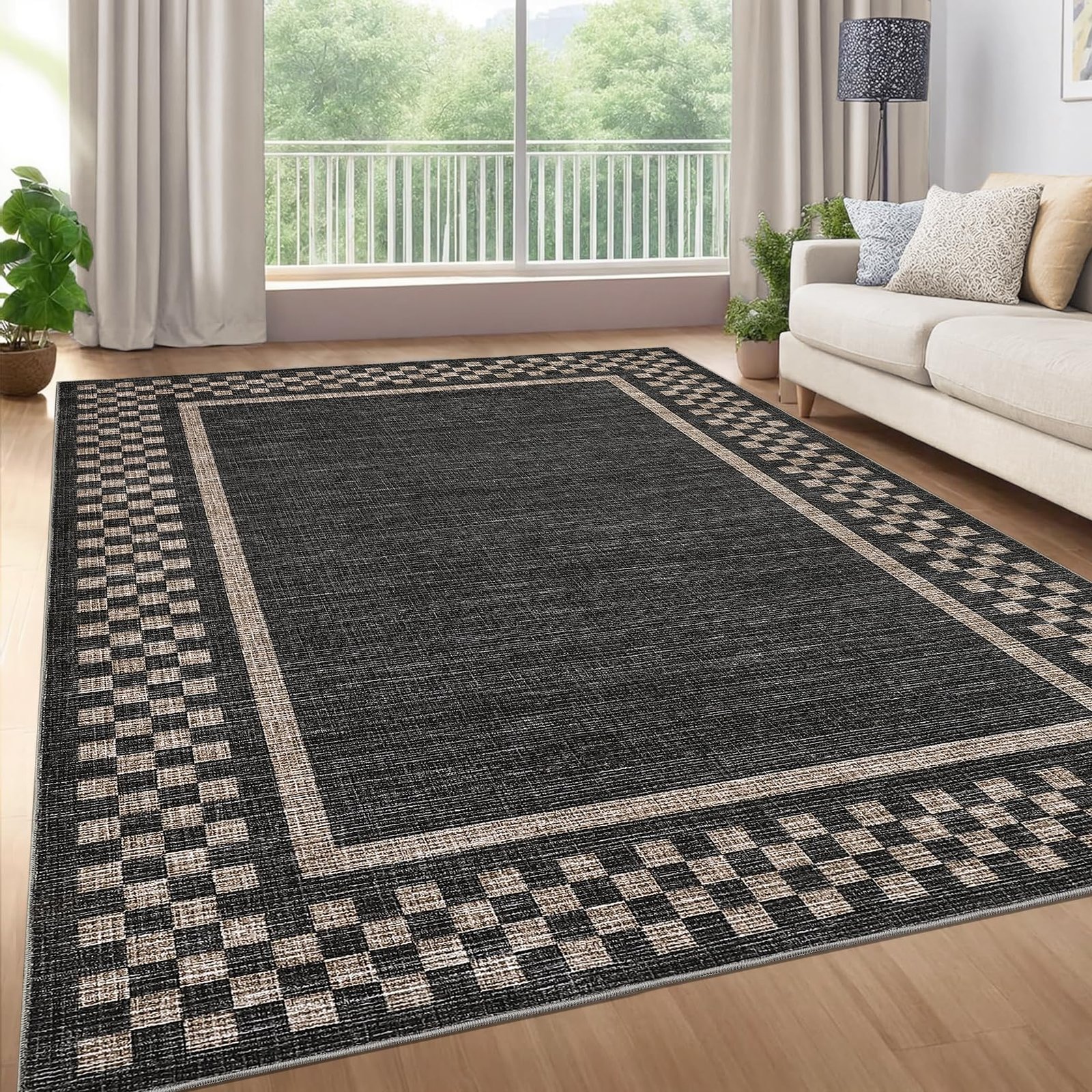 LocalStock Hallway Runner Rug 2x6 Non Slip Scalloped Washable Rug for Kitchen Entry Stain Resistant Modern Border Throw Floor Carpet Long Runner Mat for Bathroom Living Room Bedside, Beige - Image 3