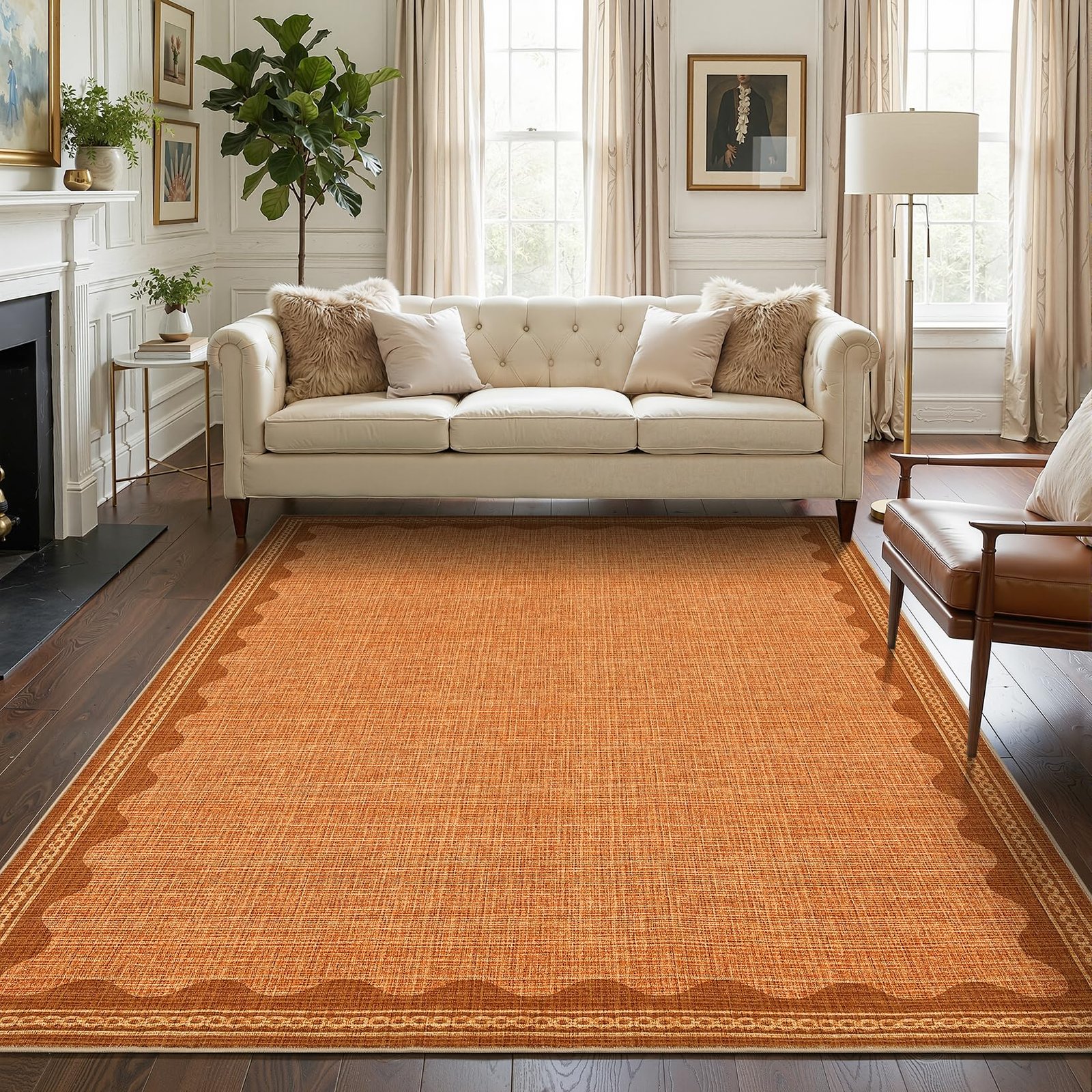 LocalStock 2x6 Runner Rug for Hallway Washable Kitchen Rugs Non Slip Solid Blue Modern Minimalism Soft Low-Pile Scalloped Indoor Carpet for Entryway Laundry Room Floor Mats - Image 6