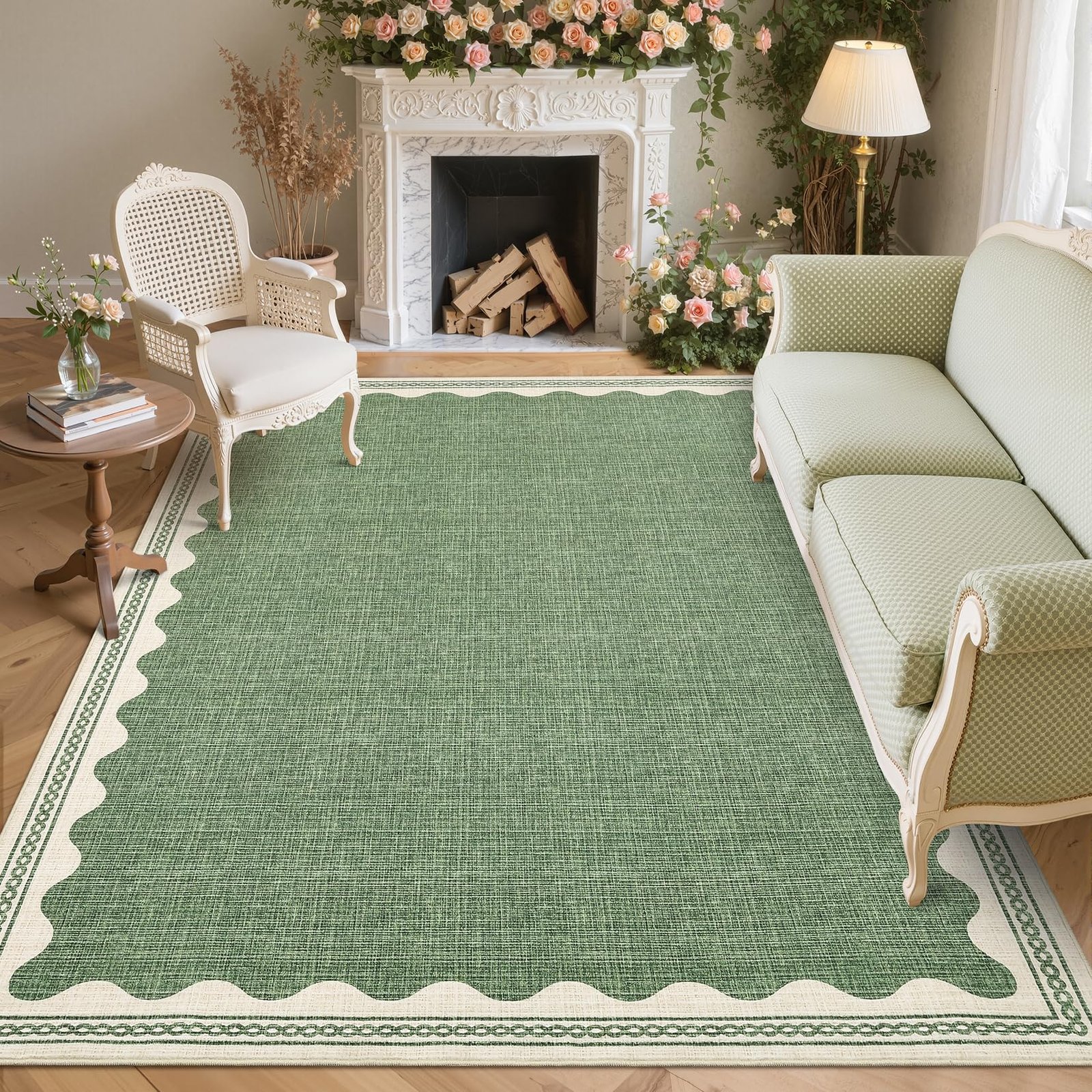 LocalStock 2x6 Runner Rug for Hallway Washable Kitchen Rugs Non Slip Solid Blue Modern Minimalism Soft Low-Pile Scalloped Indoor Carpet for Entryway Laundry Room Floor Mats - Image 20