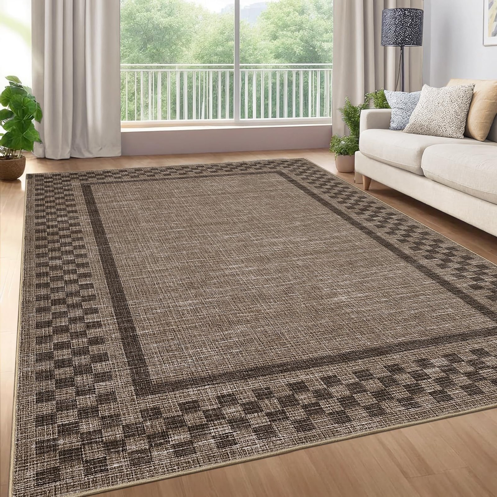 LocalStock Hallway Runner Rug 2x6 Non Slip Scalloped Washable Rug for Kitchen Entry Stain Resistant Modern Border Throw Floor Carpet Long Runner Mat for Bathroom Living Room Bedside, Beige - Image 11