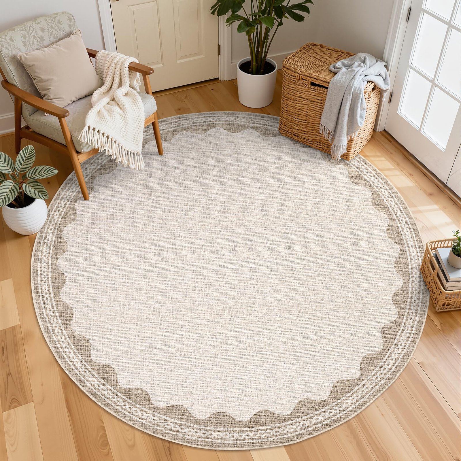 LocalStock 2x6 Runner Rug for Hallway Washable Kitchen Rugs Non Slip Solid Blue Modern Minimalism Soft Low-Pile Scalloped Indoor Carpet for Entryway Laundry Room Floor Mats - Image 53