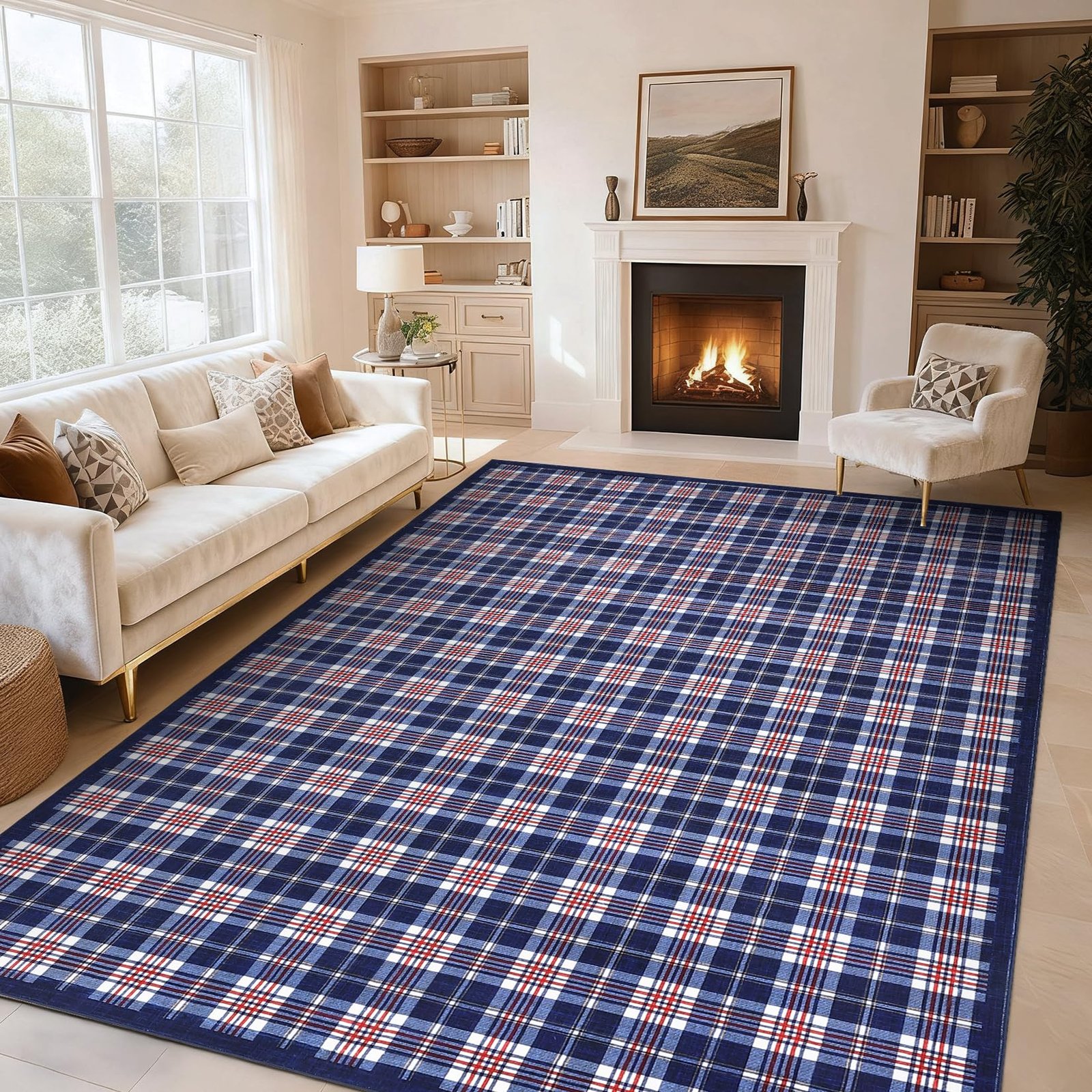 LocalStock Checkered Easy Jute 3x5 Entryway Rug Machine Washable Outdoor Patio Rug Non-Slip Backing Checkerboard Black Indoor Outdoor Carpet for Hallway Bathroom Kitchen Bedroom - Image 32