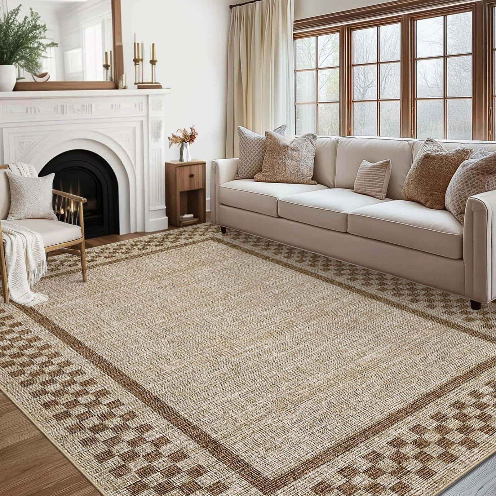 LocalStock Hallway Runner Rug 2x6 Non Slip Scalloped Washable Rug for Kitchen Entry Stain Resistant Modern Border Throw Floor Carpet Long Runner Mat for Bathroom Living Room Bedside, Beige - Image 33