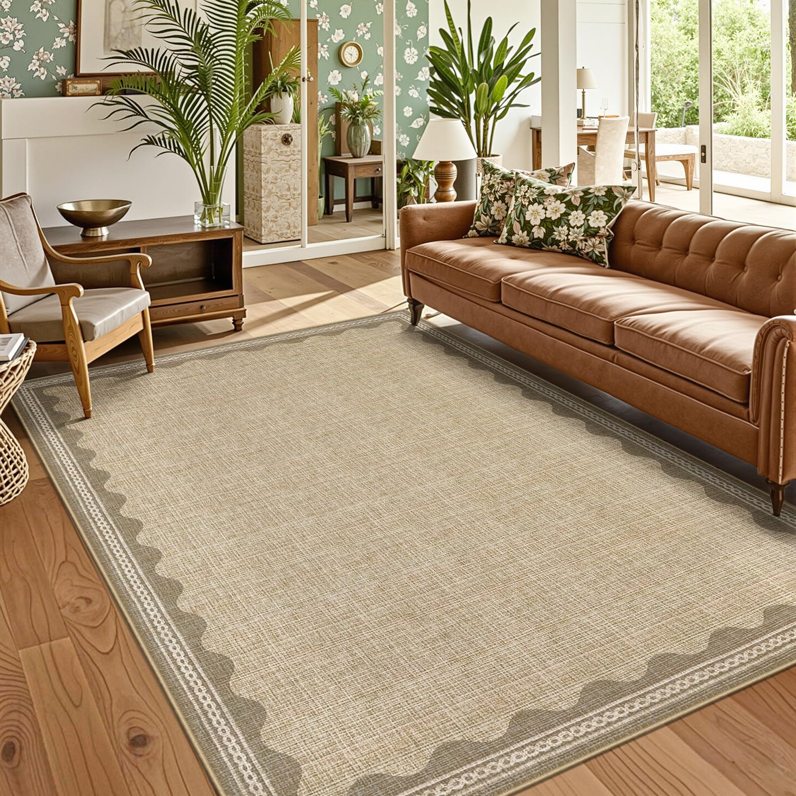 LocalStock 2x6 Runner Rug for Hallway Washable Kitchen Rugs Non Slip Solid Blue Modern Minimalism Soft Low-Pile Scalloped Indoor Carpet for Entryway Laundry Room Floor Mats - Image 14