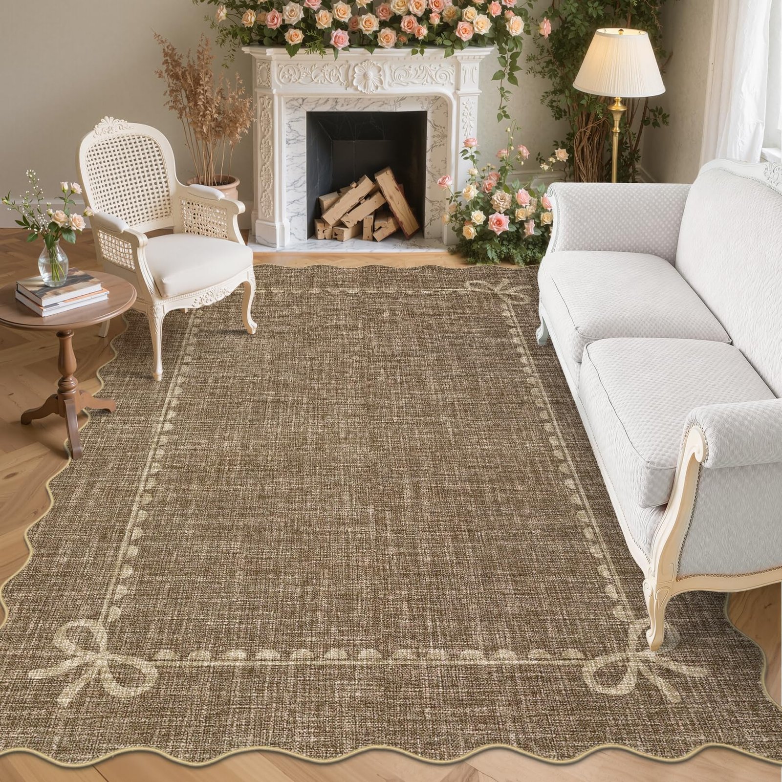 LocalStock Scalloped Bow Rug for Living Room, Solid Pink Rug for Dorm, Washable Rugs 5x7 Soft Low Pile Non Slip Scalloped Rugs for Nursery College Bedroom Decor Kids Room Playroom - Image 51