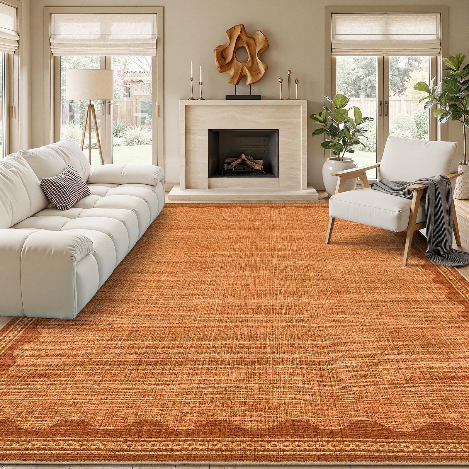 LocalStock 2x6 Runner Rug for Hallway Washable Kitchen Rugs Non Slip Solid Blue Modern Minimalism Soft Low-Pile Scalloped Indoor Carpet for Entryway Laundry Room Floor Mats - Image 15