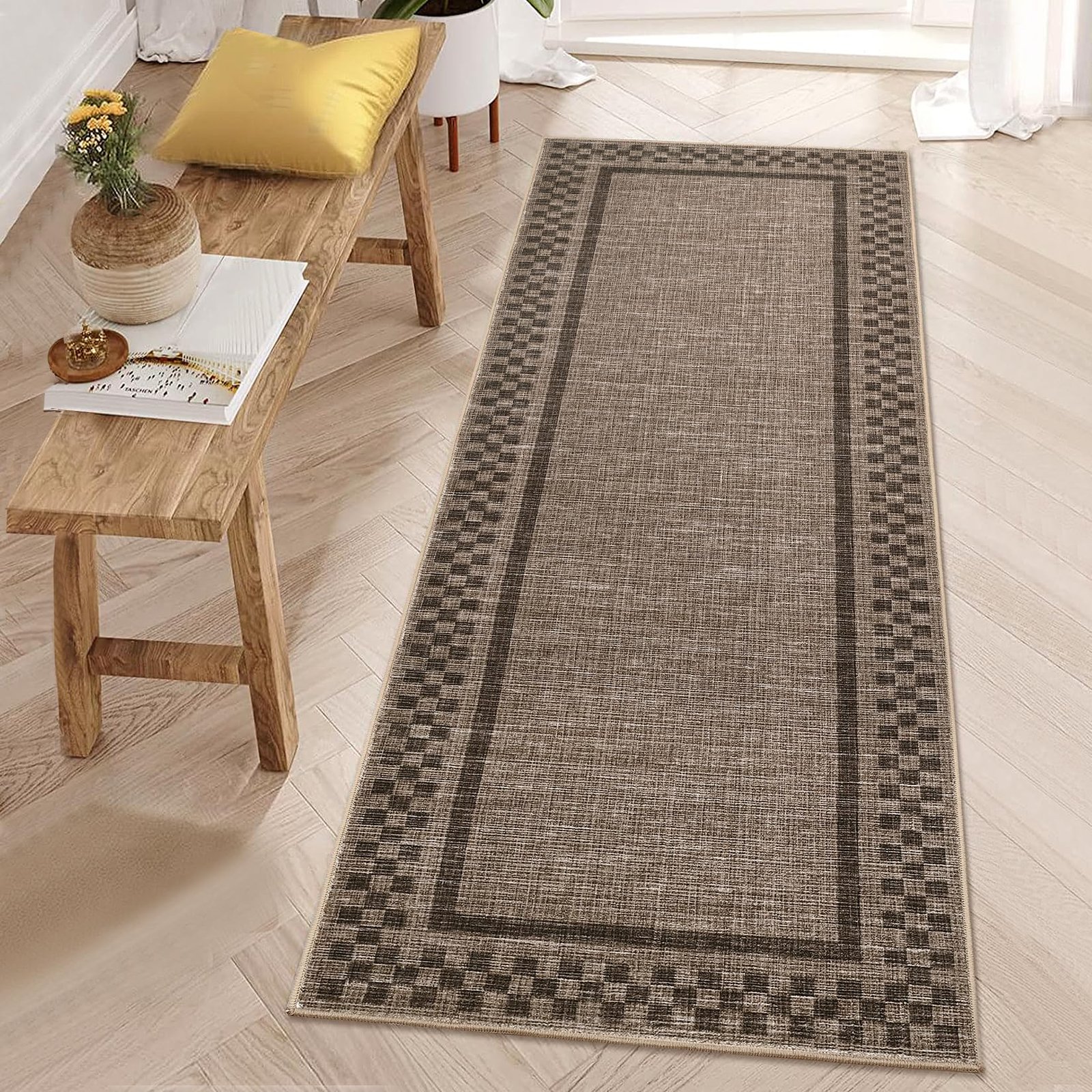 LocalStock Hallway Runner Rug 2x6 Non Slip Scalloped Washable Rug for Kitchen Entry Stain Resistant Modern Border Throw Floor Carpet Long Runner Mat for Bathroom Living Room Bedside, Beige - Image 23
