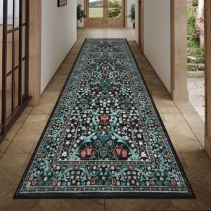 LocalStock 8x10 Area Rugs, Washable Rugs for Living Room Non Slip Stain Resistant Ultra Soft Floral Rug, Boho Carpet Floor Mat for Bedroom Dining Room Nursery Playroom Office, Dark Blue