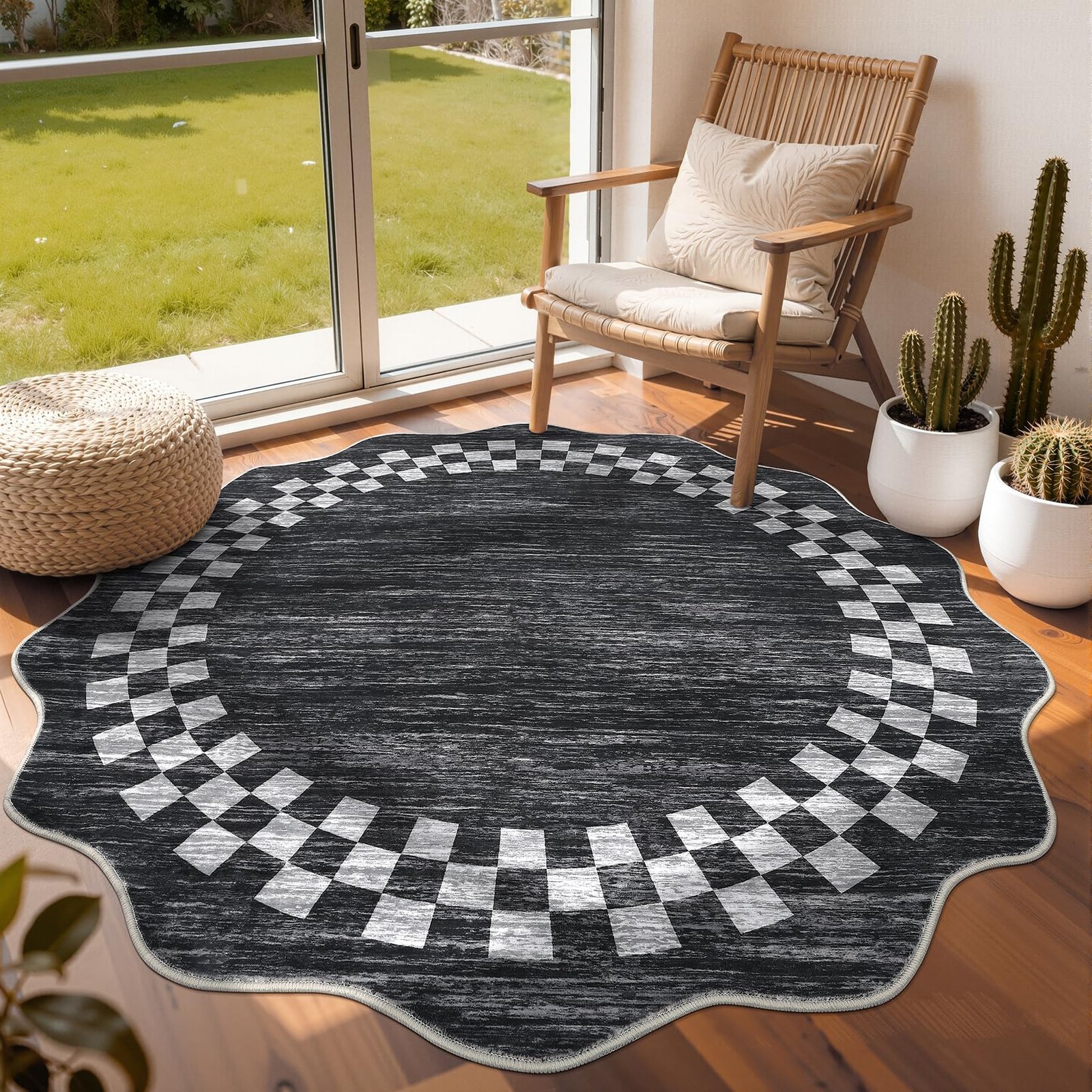 LocalStock Hallway Runner Rug 2x6 Non Slip Scalloped Washable Rug for Kitchen Entry Stain Resistant Modern Border Throw Floor Carpet Long Runner Mat for Bathroom Living Room Bedside, Beige - Image 18