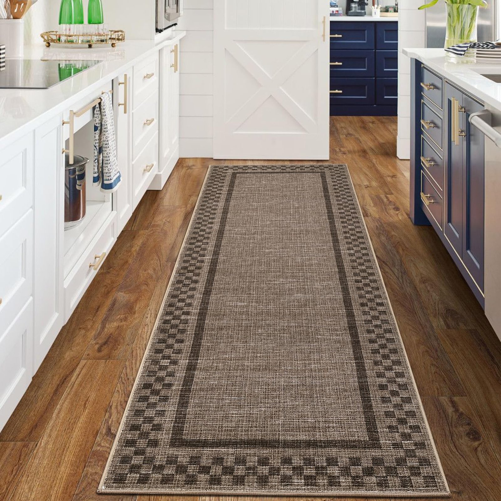 LocalStock Hallway Runner Rug 2x6 Non Slip Scalloped Washable Rug for Kitchen Entry Stain Resistant Modern Border Throw Floor Carpet Long Runner Mat for Bathroom Living Room Bedside, Beige - Image 68