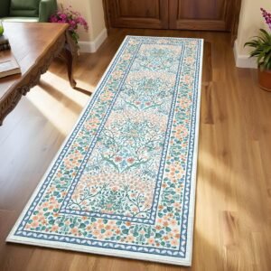 LocalStock Floral Washable 2x3 Rug Green Non Slip Boho Bathroom Rug, Soft Small Area Rug Indoor Door Mat Botanical Throw Rugs for Entryway Bedroom, Dark Green