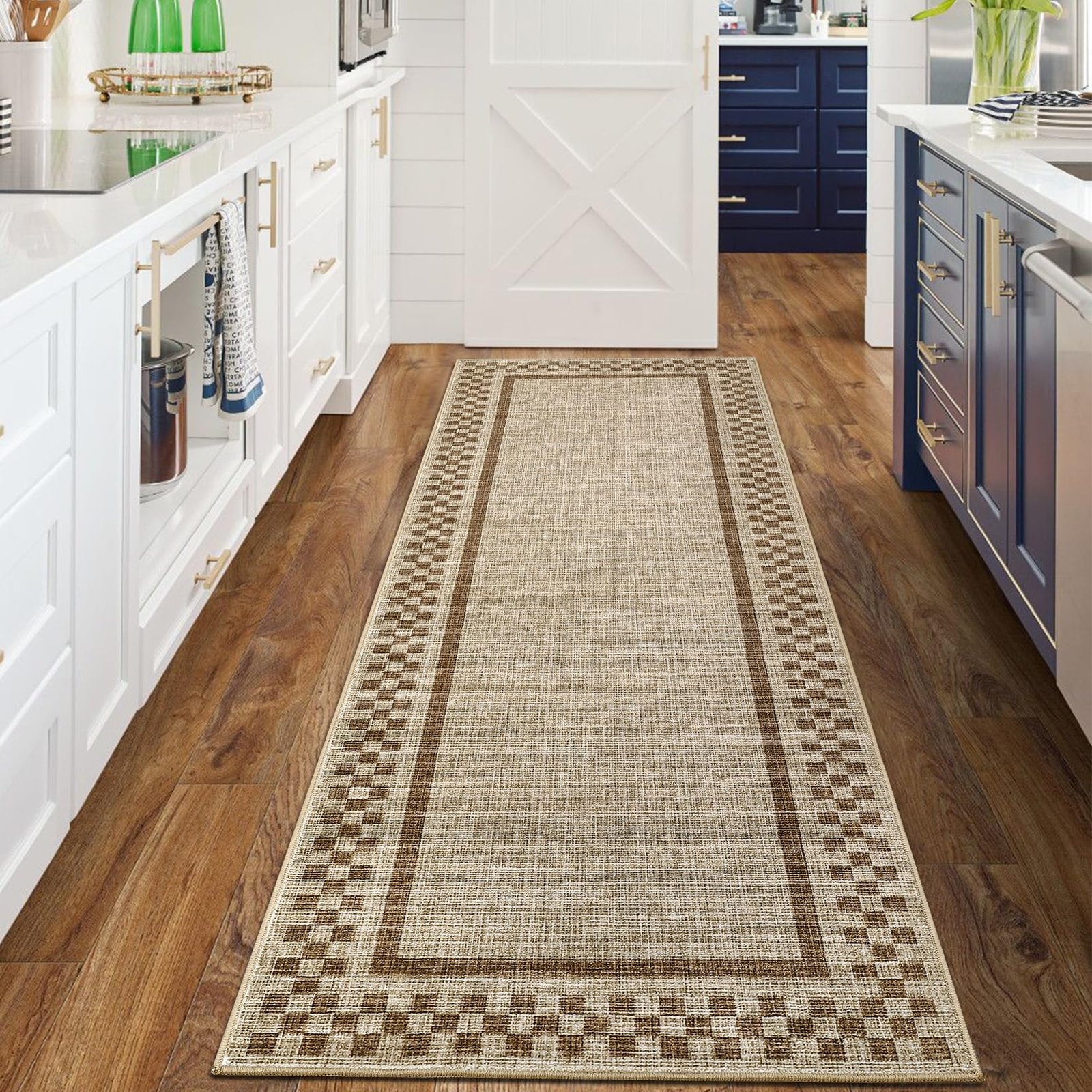 LocalStock Hallway Runner Rug 2x6 Non Slip Scalloped Washable Rug for Kitchen Entry Stain Resistant Modern Border Throw Floor Carpet Long Runner Mat for Bathroom Living Room Bedside, Beige - Image 28